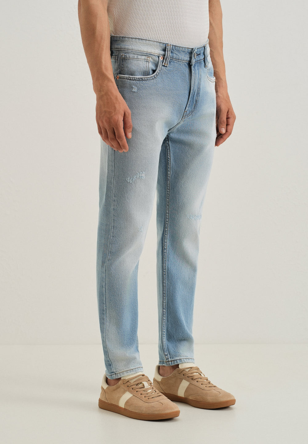 Ripped Stone Blue Slim fit Jeans