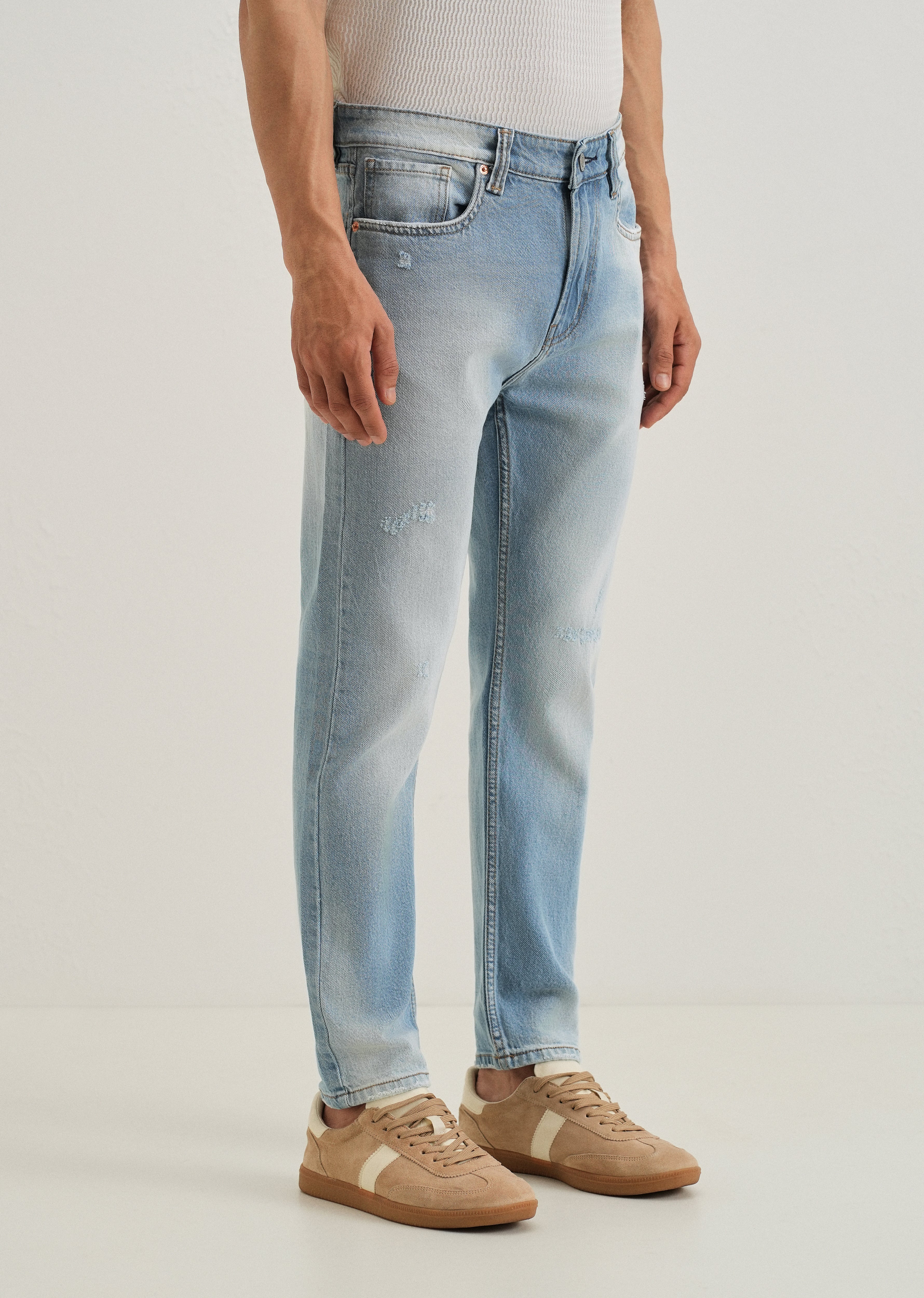 Ripped Stone Blue Slim fit Jeans