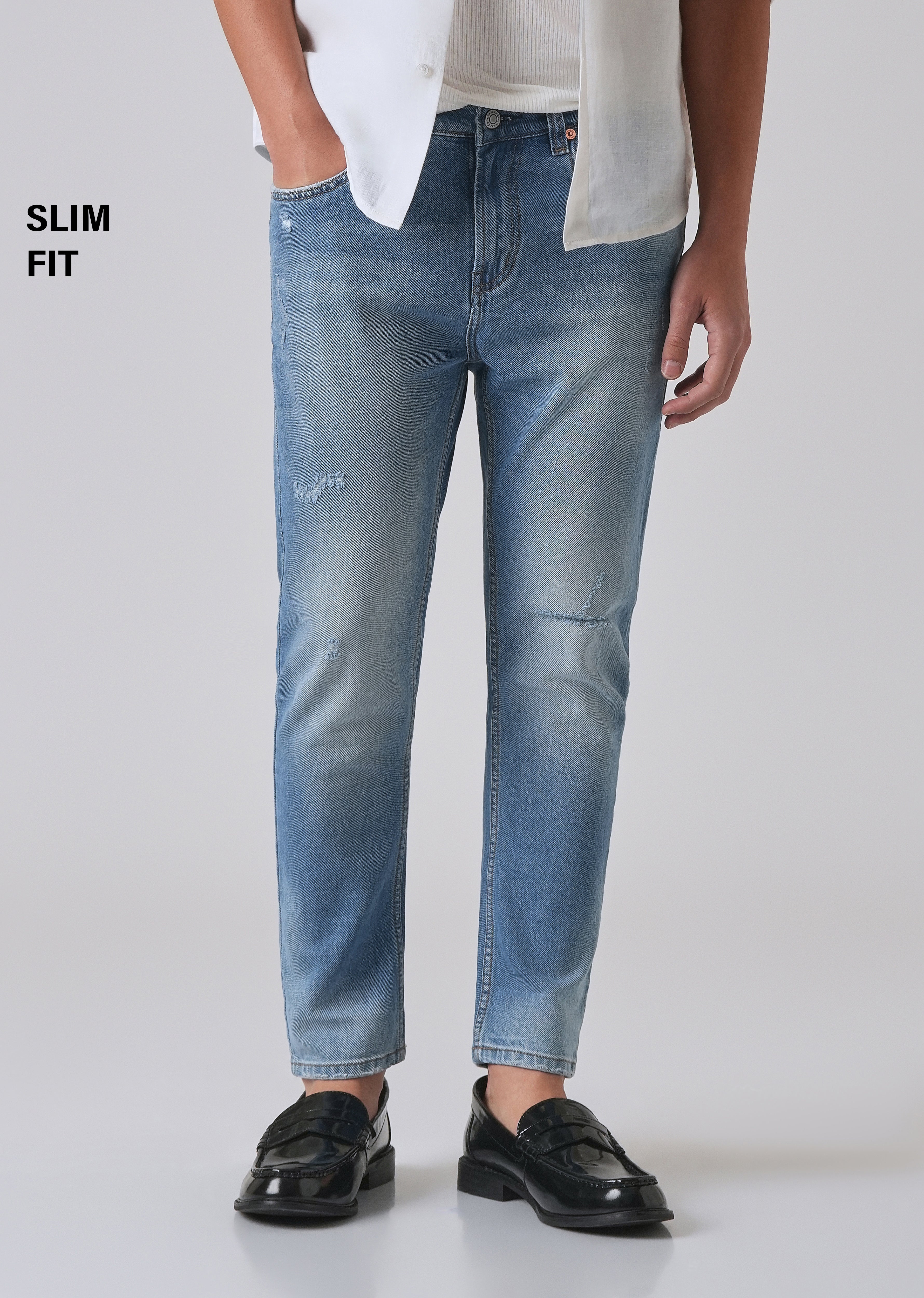 Ripped Honor Blue Slim fit Jeans