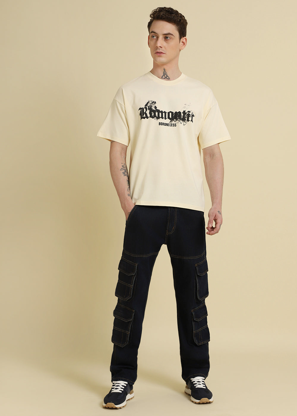 Romantic Funk Cream Oversized T-shirt