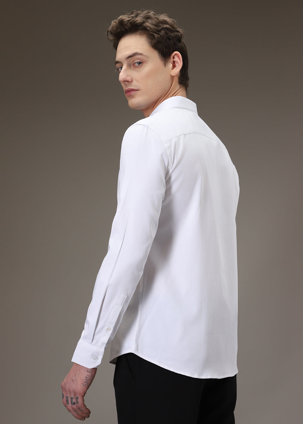 Rose Needle Work White Shirt