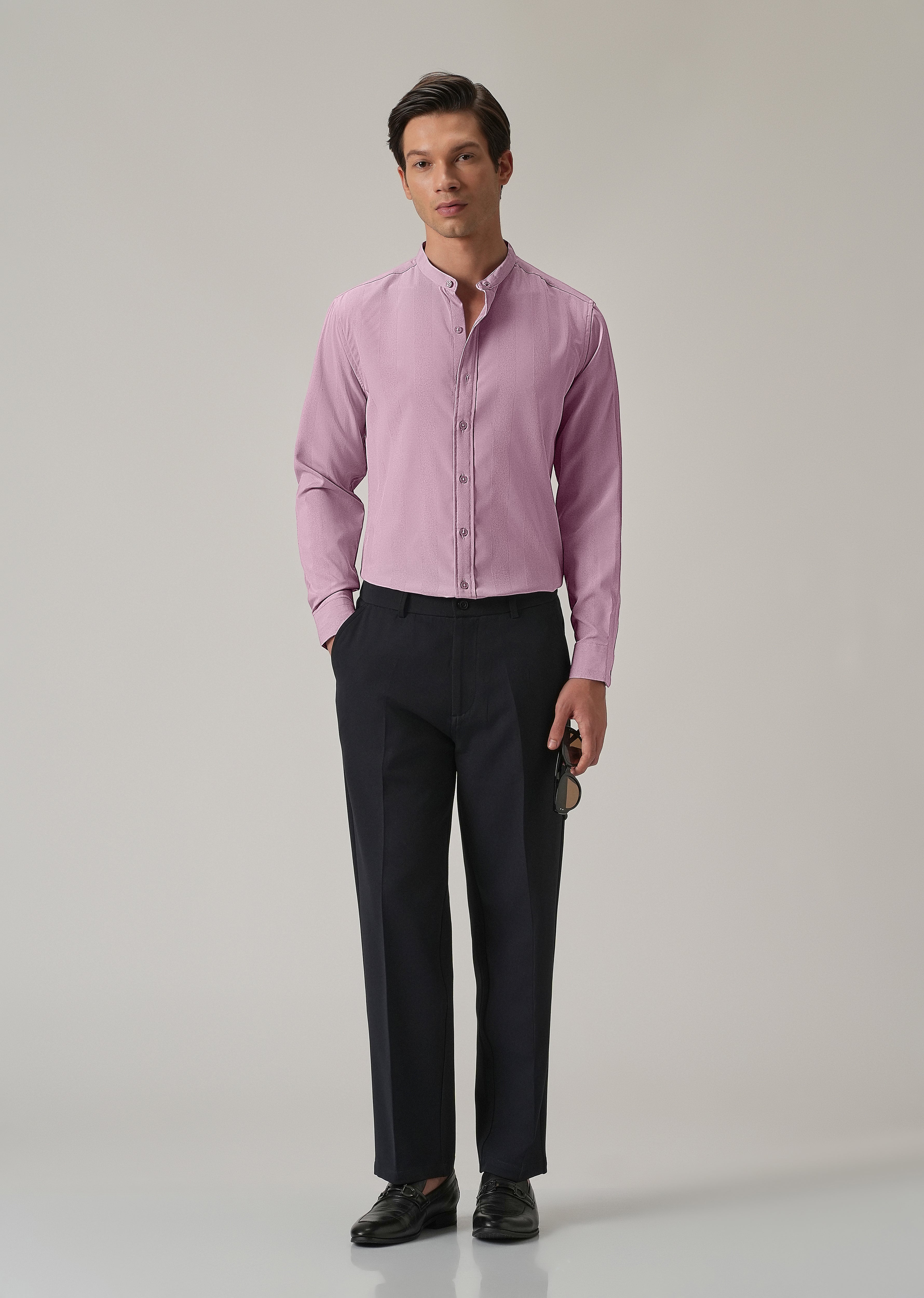 Rose Pink Plain Shein Patterned Shirt
