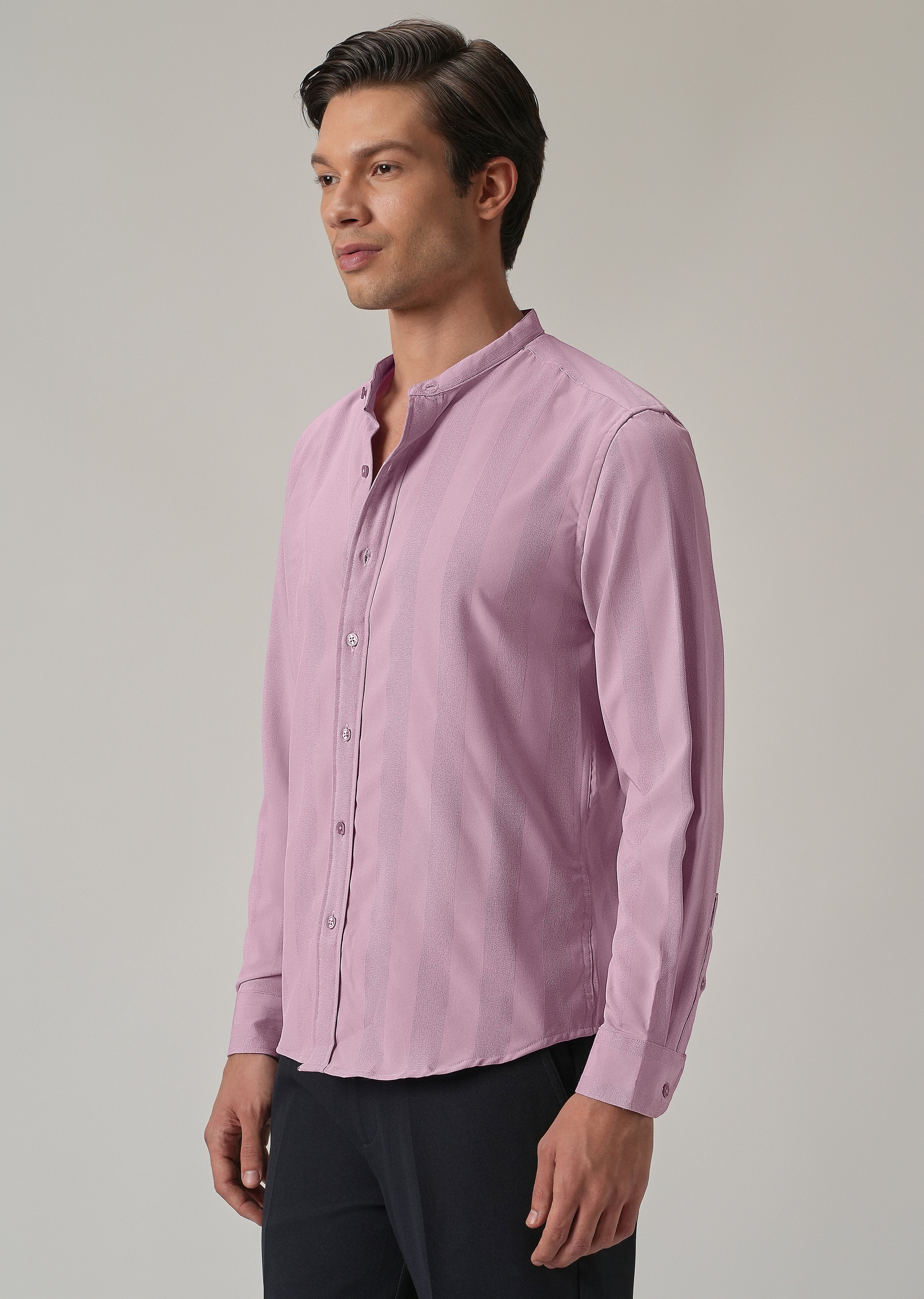 Rose Pink Plain Shein Patterned Shirt