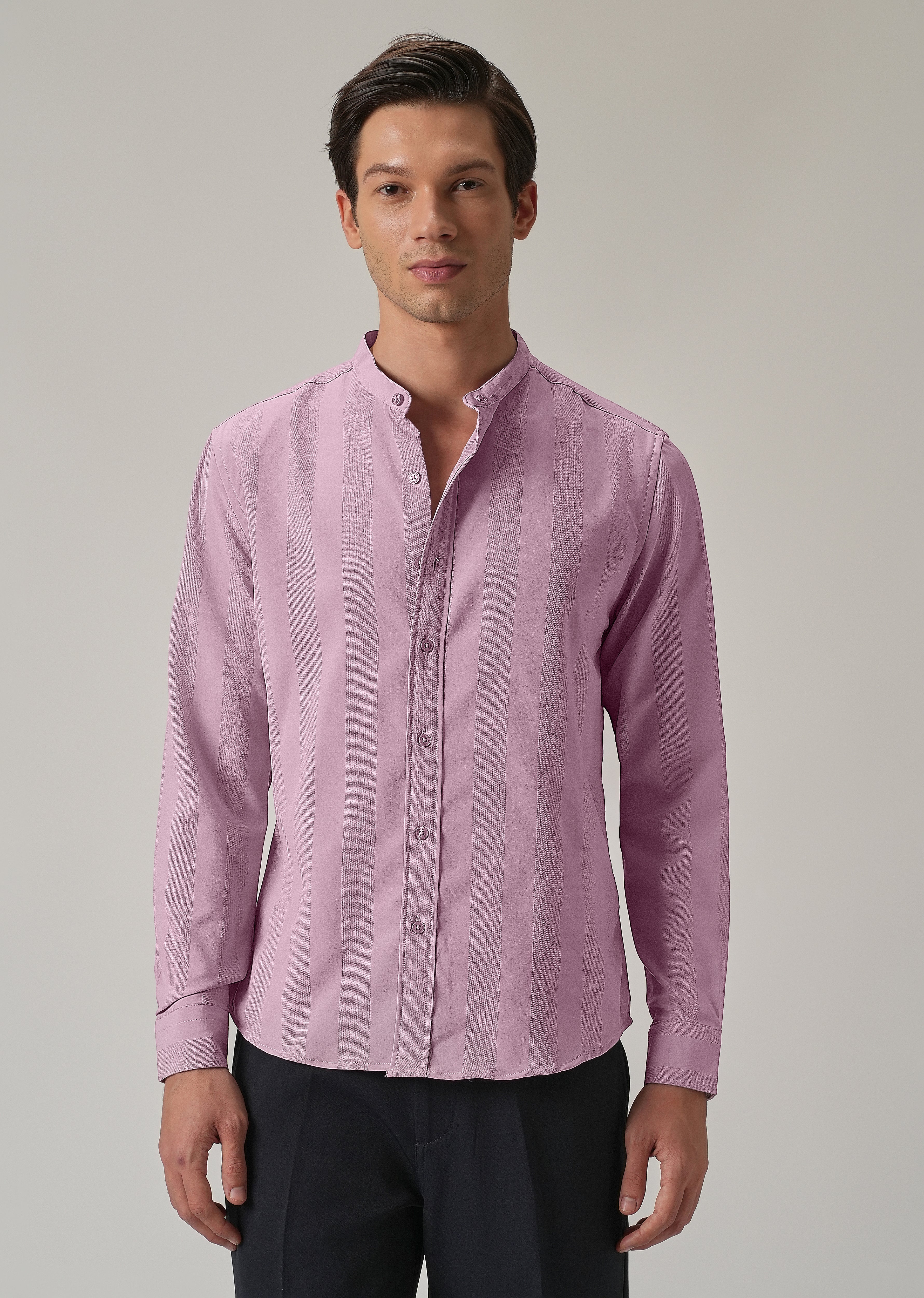 Rose Pink Plain Shein Patterned Shirt