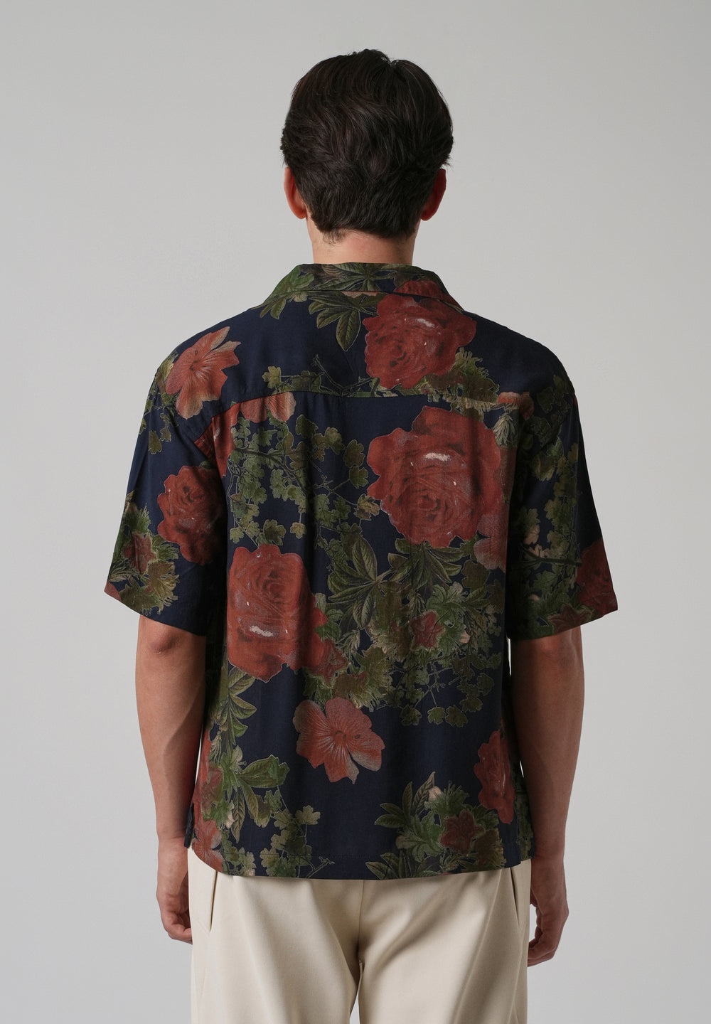 Rose Print Oversized Feather Shirt