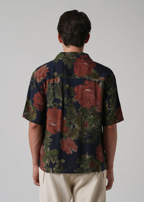 Rose Print Oversized Feather Shirt