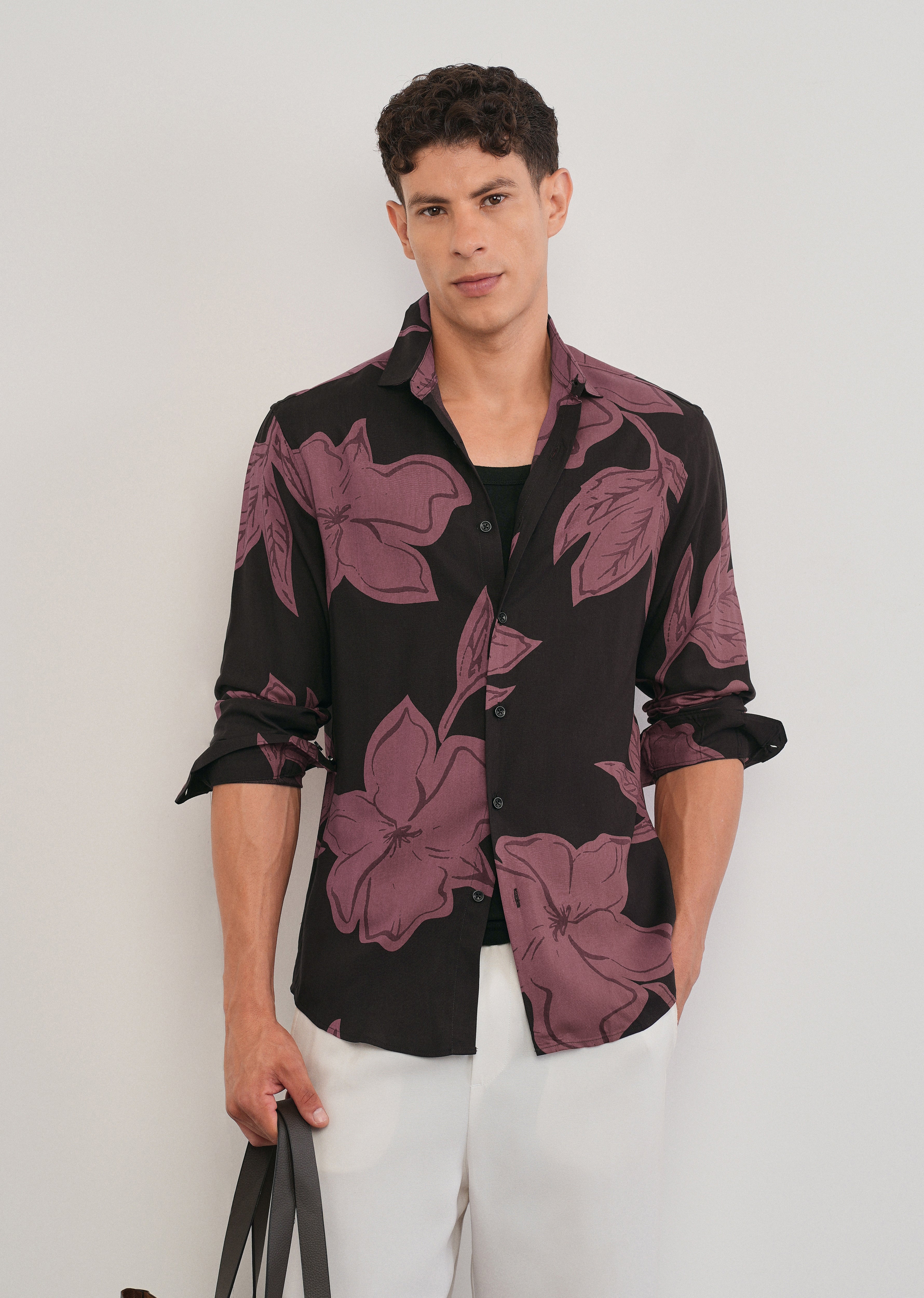 Rose Red Bold Floral Print Shirt