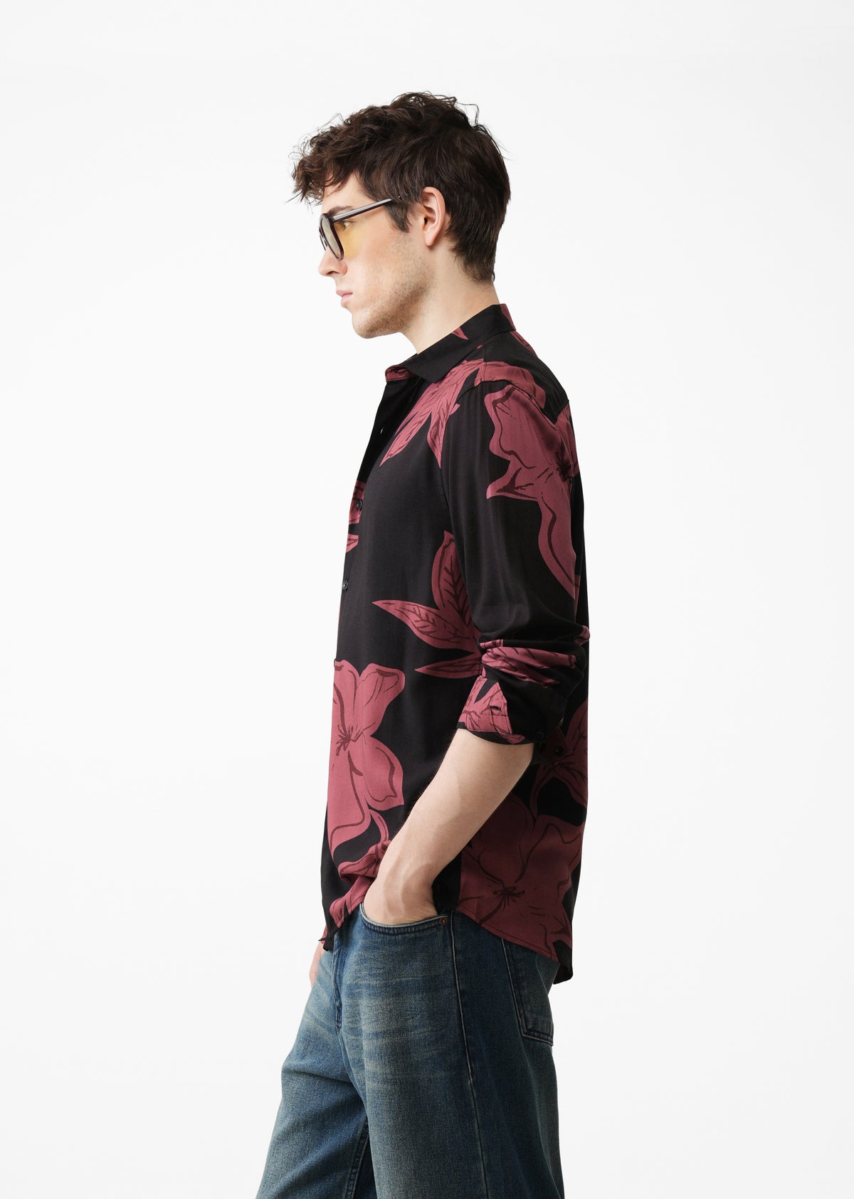 Rose Red Bold Floral Print Shirt