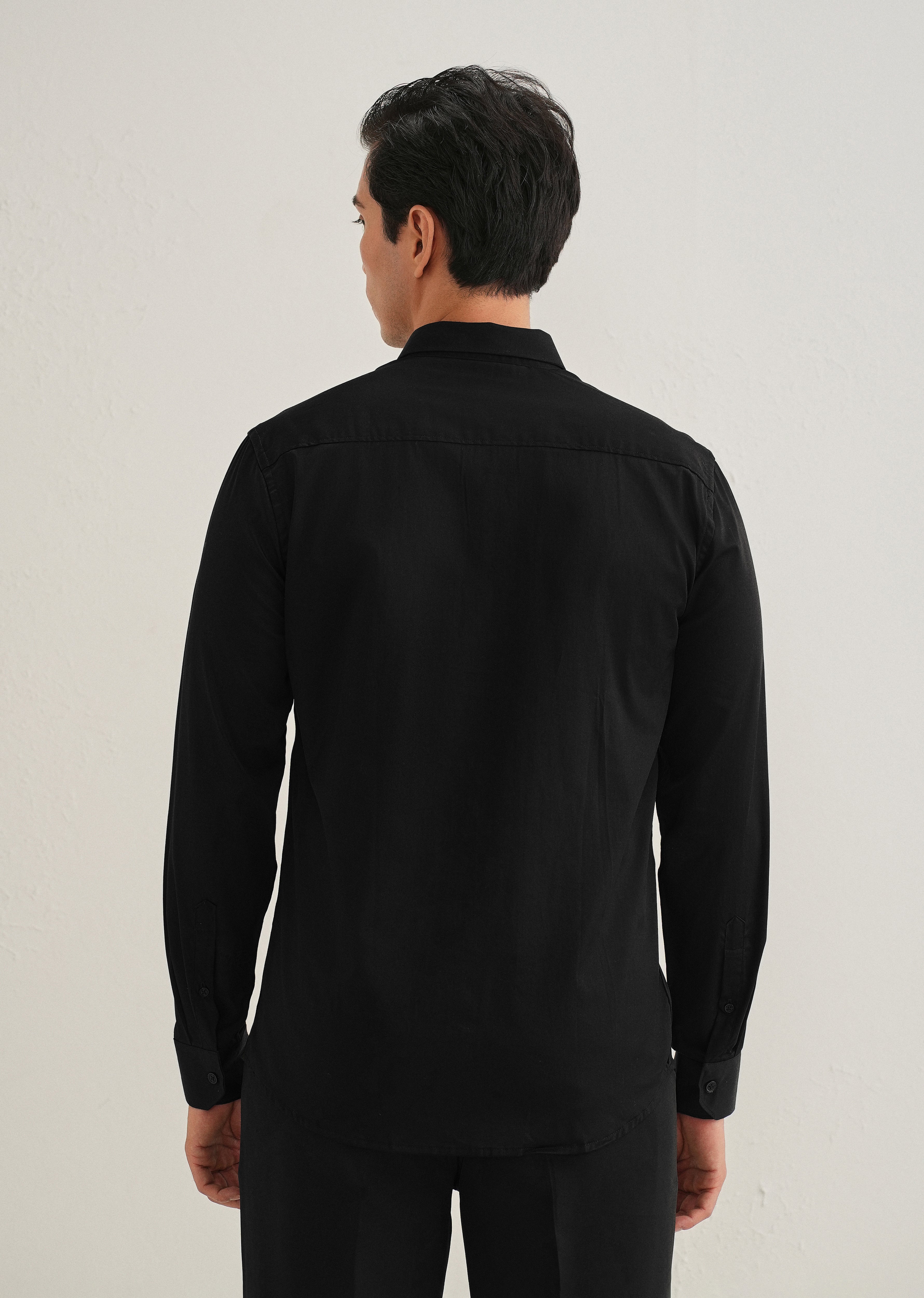 Rose Needle Work Black Shirt