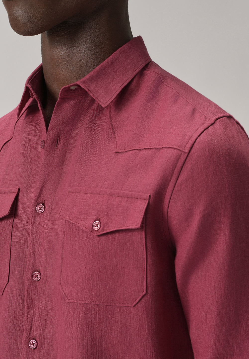 Rouge Pink Double Pocket 100% Pure Irish Linen Shirt
