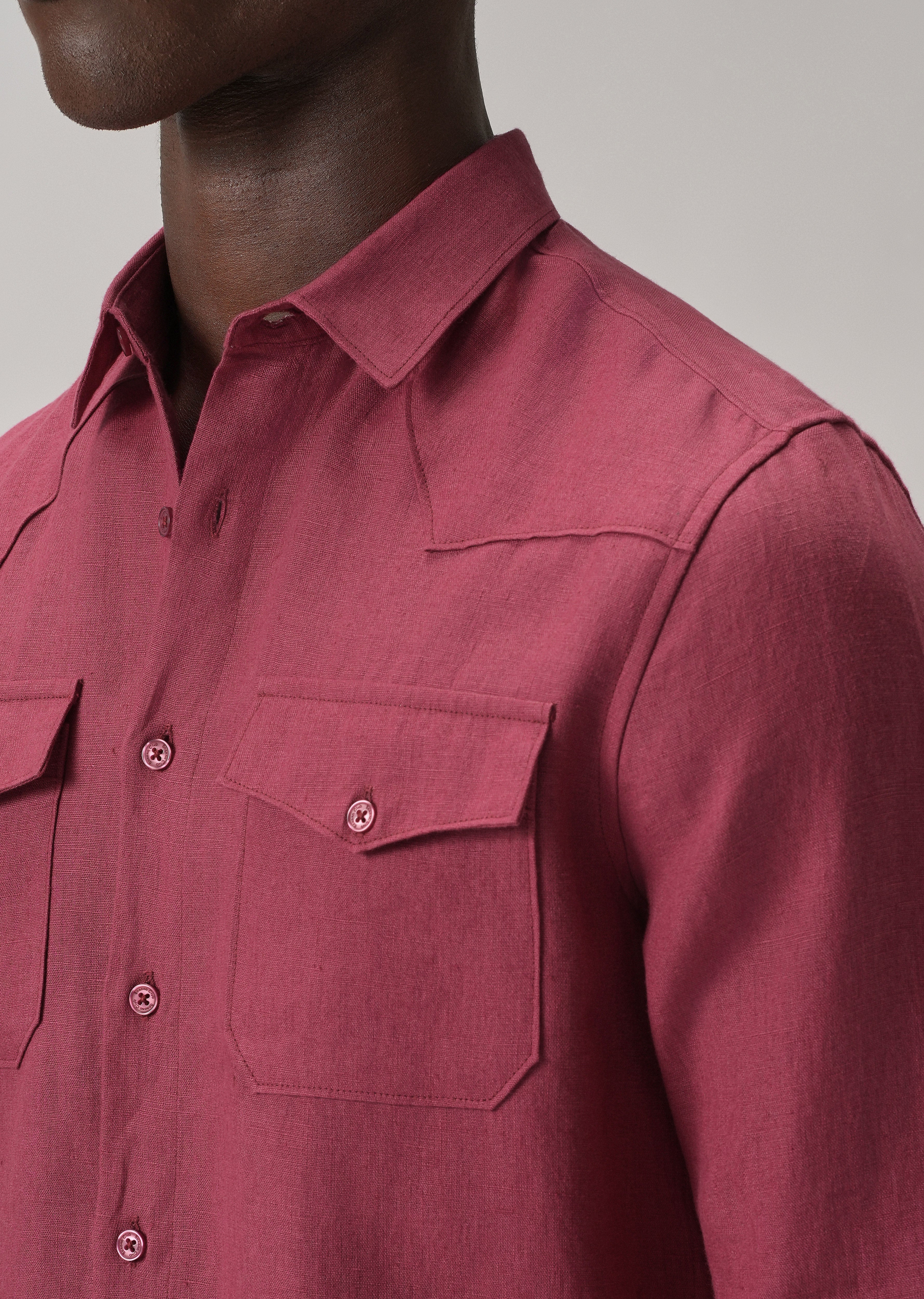 Rouge Pink Double Pocket 100% Pure Irish Linen Shirt