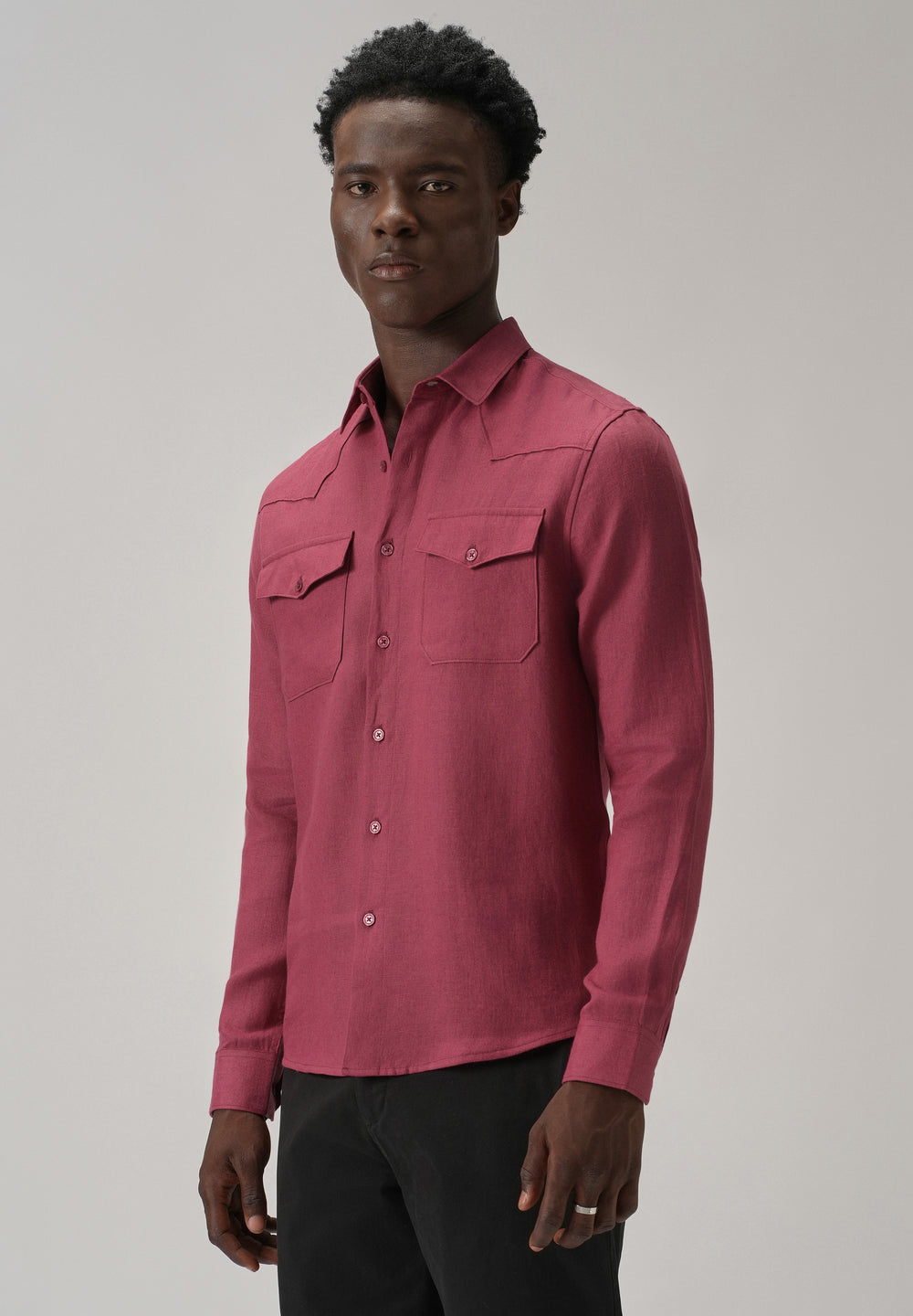 Rouge Pink Double Pocket 100% Pure Irish Linen Shirt