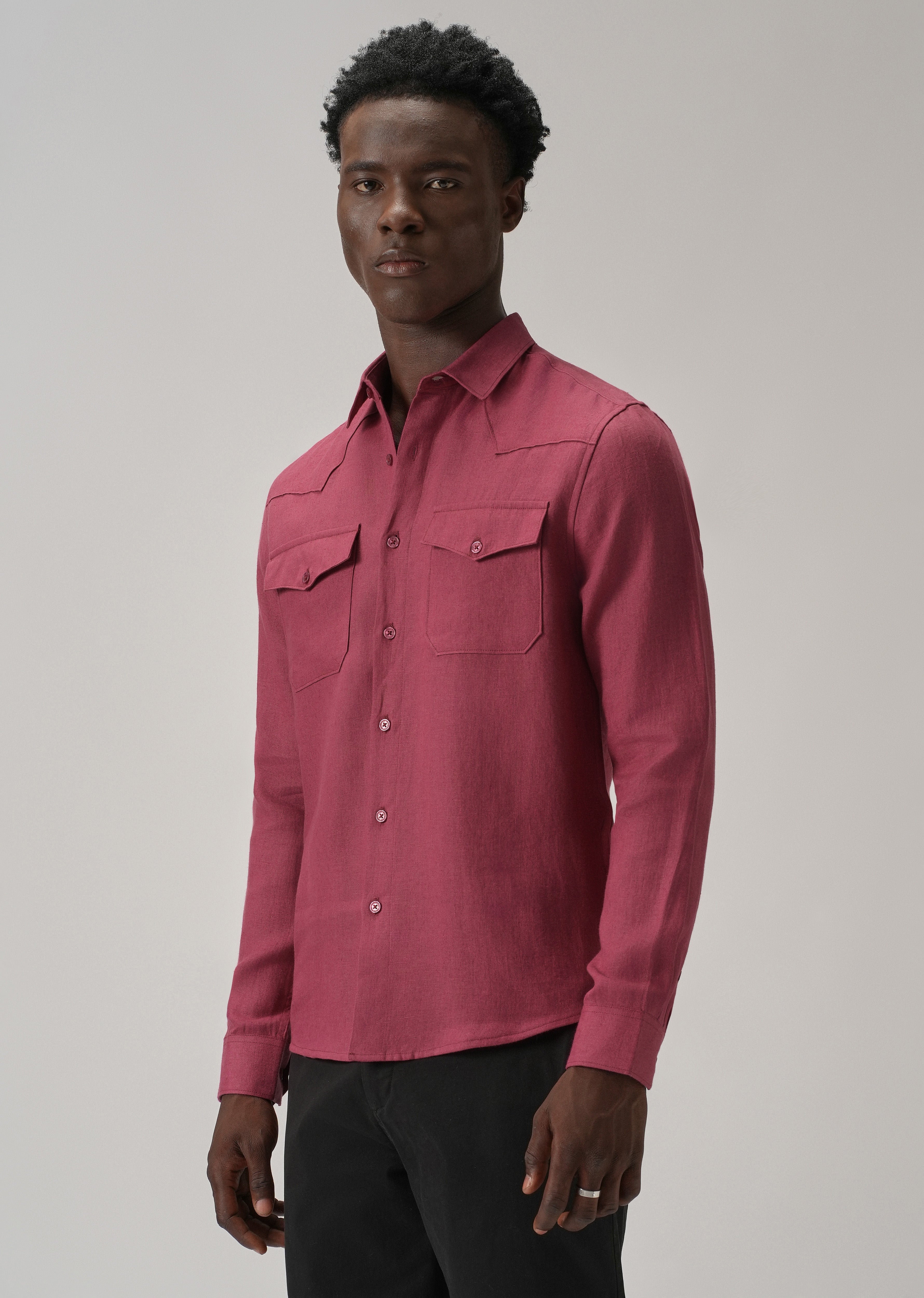 Rouge Pink Double Pocket 100% Pure Irish Linen Shirt