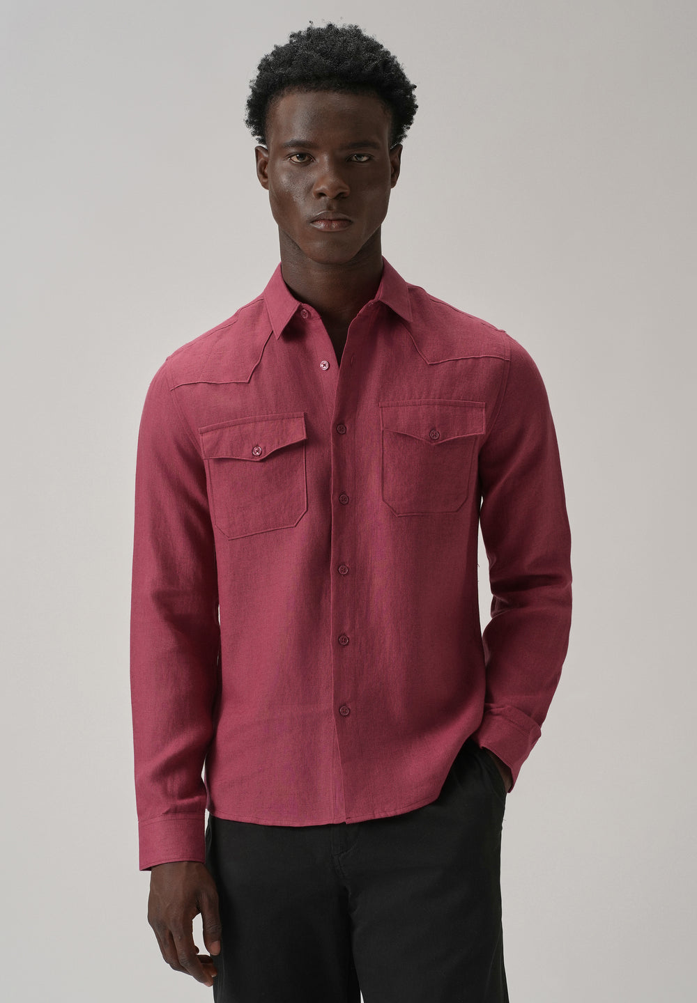 Rouge Pink Double Pocket 100% Pure Irish Linen Shirt