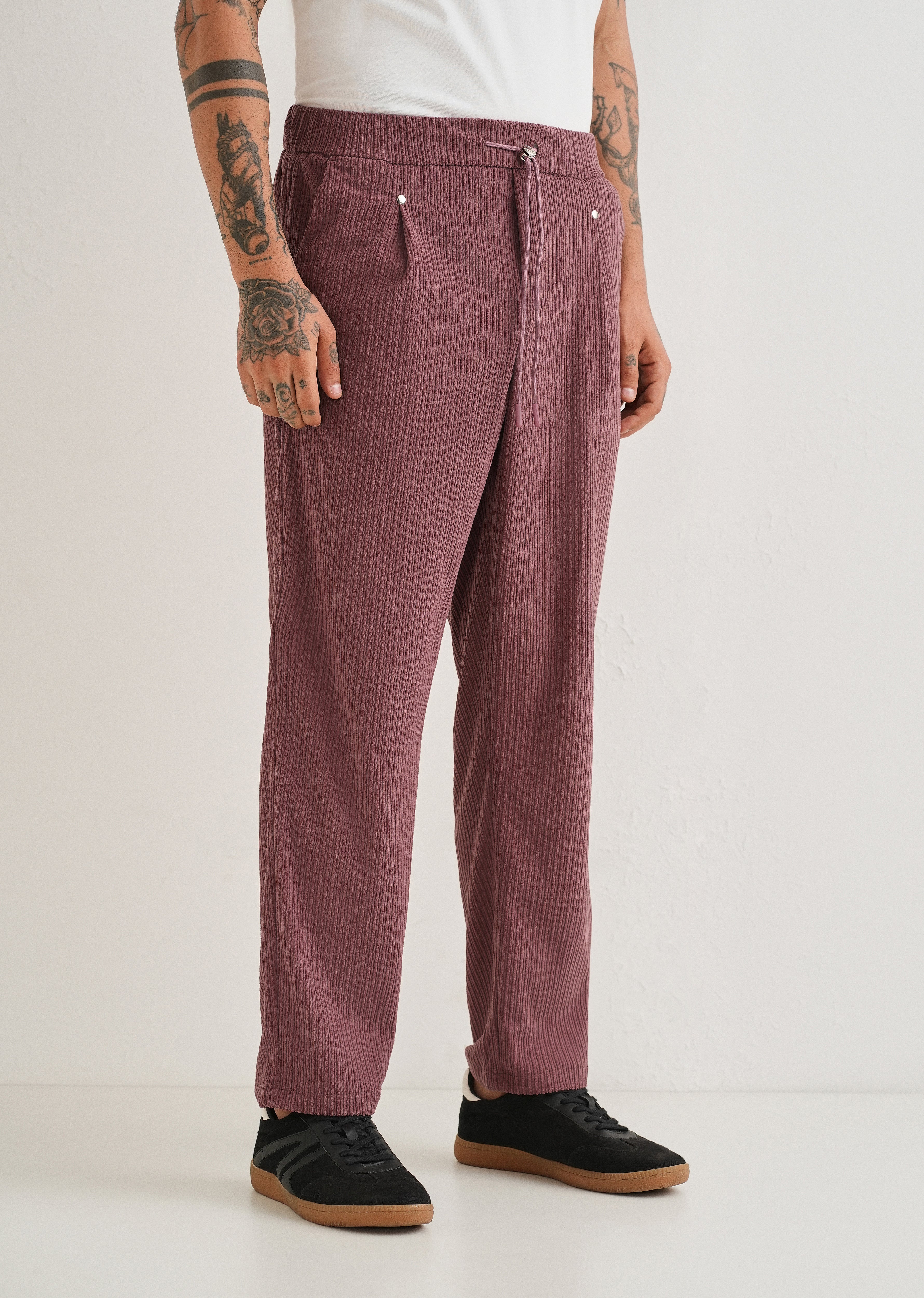 Rouge Pink Drawstring Corduroy Pant
