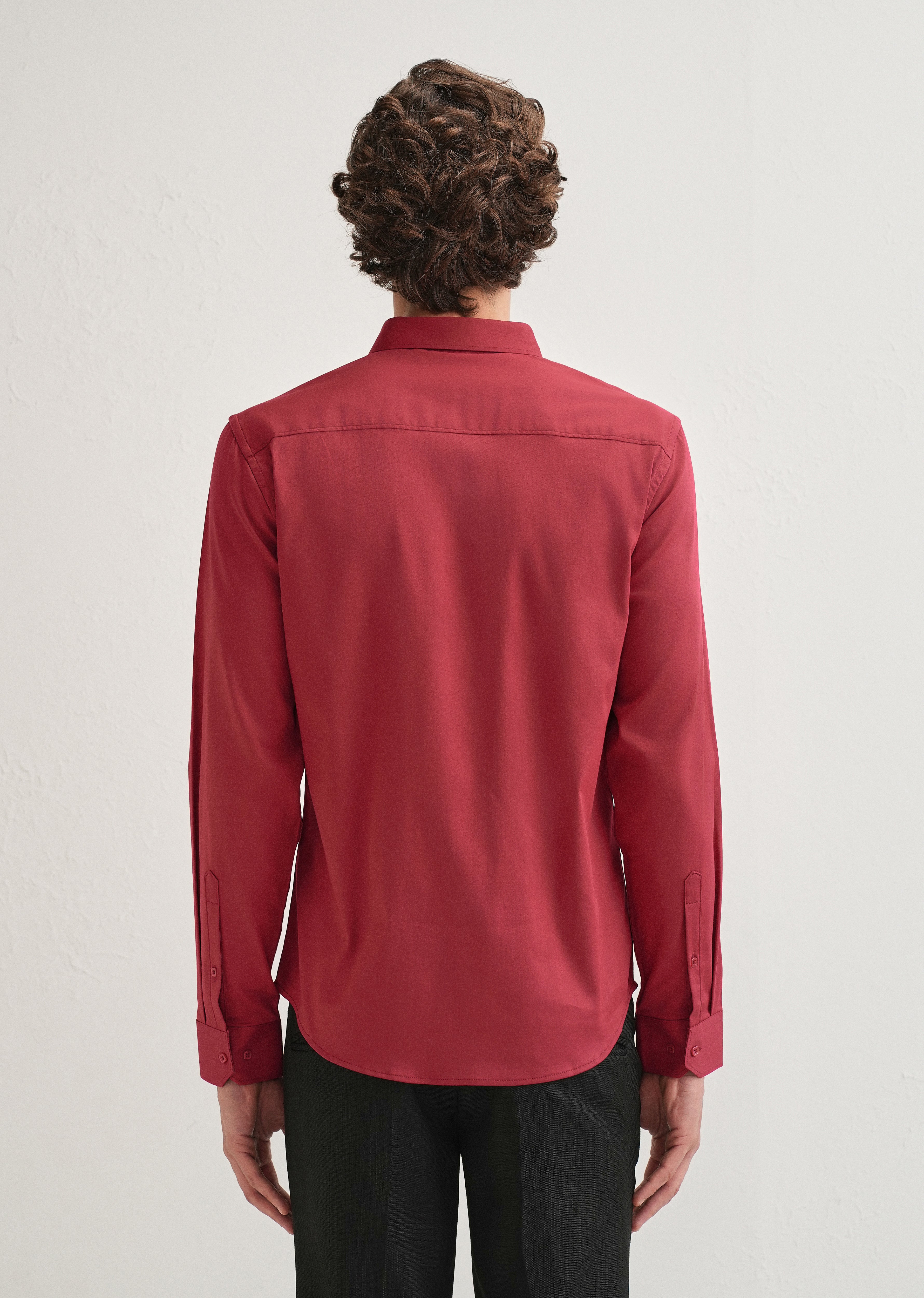 Ruby Red Front Panel Open Pleat Shirt