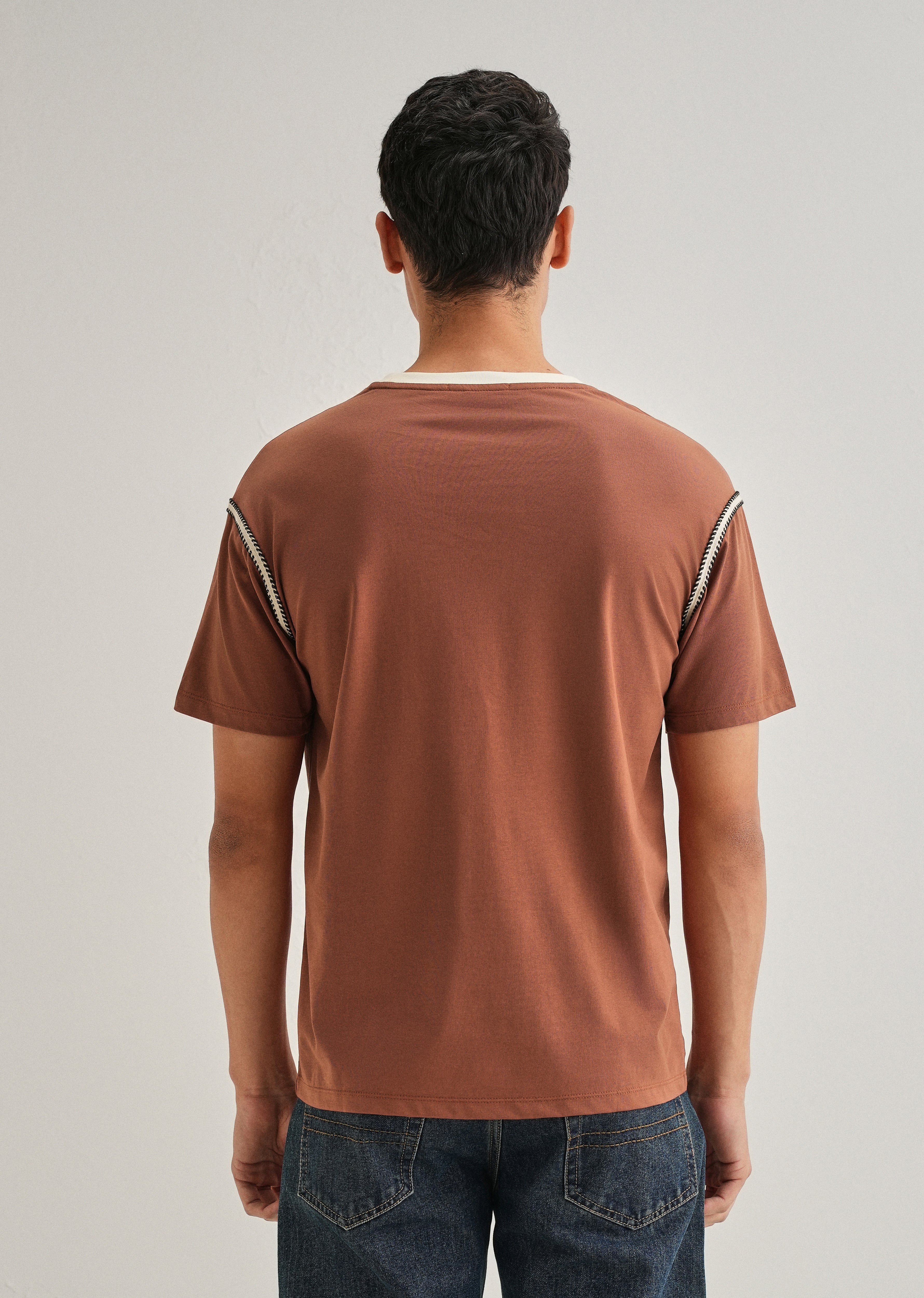 Rust Red Lace Applique T-shirt