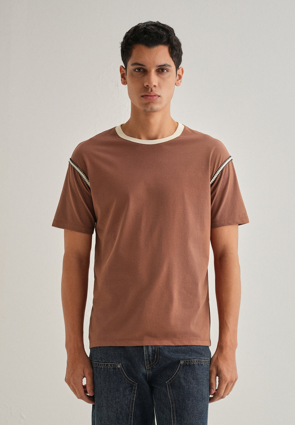 Rust Red Lace Applique T-shirt