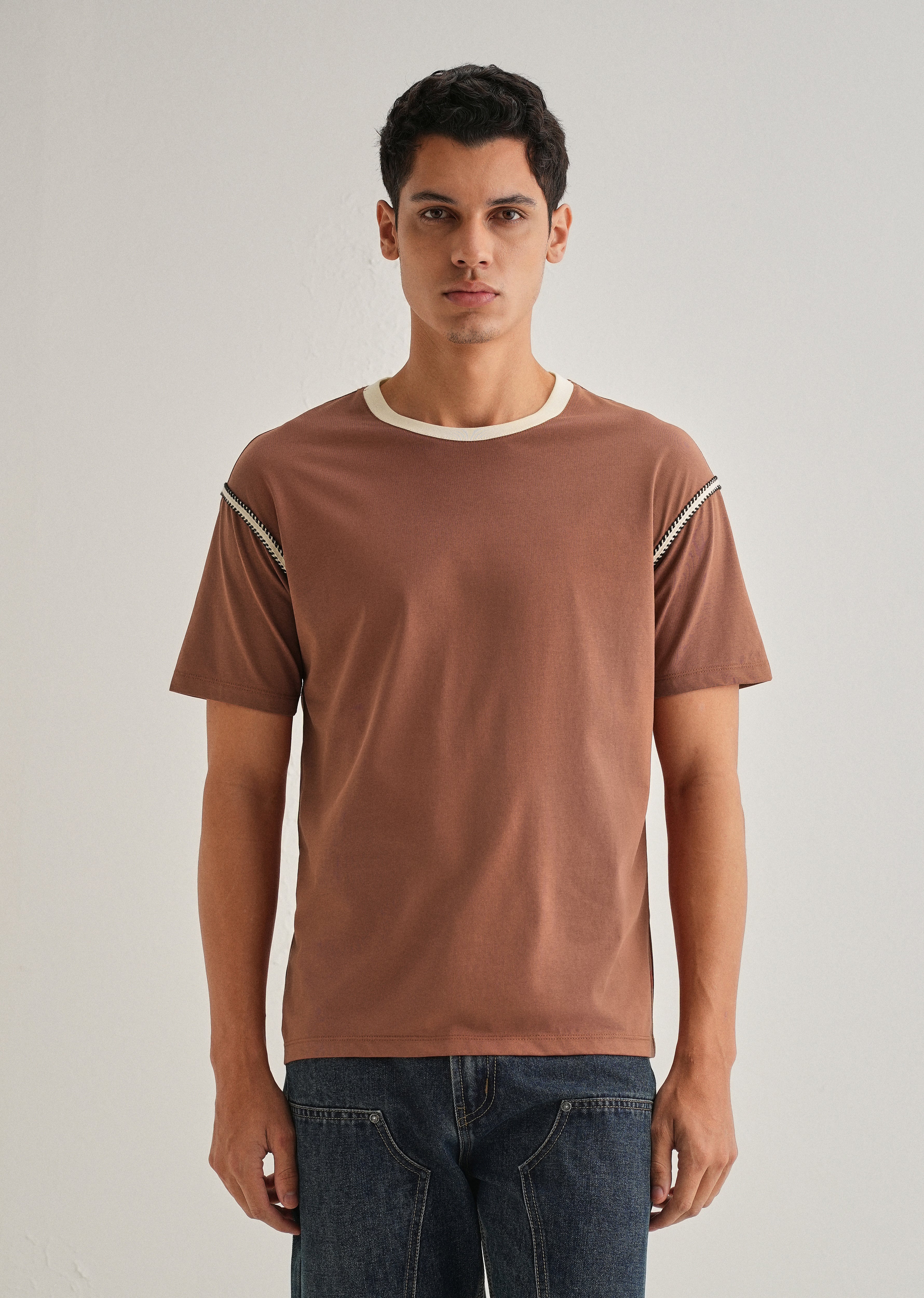 Rust Red Lace Applique T-shirt