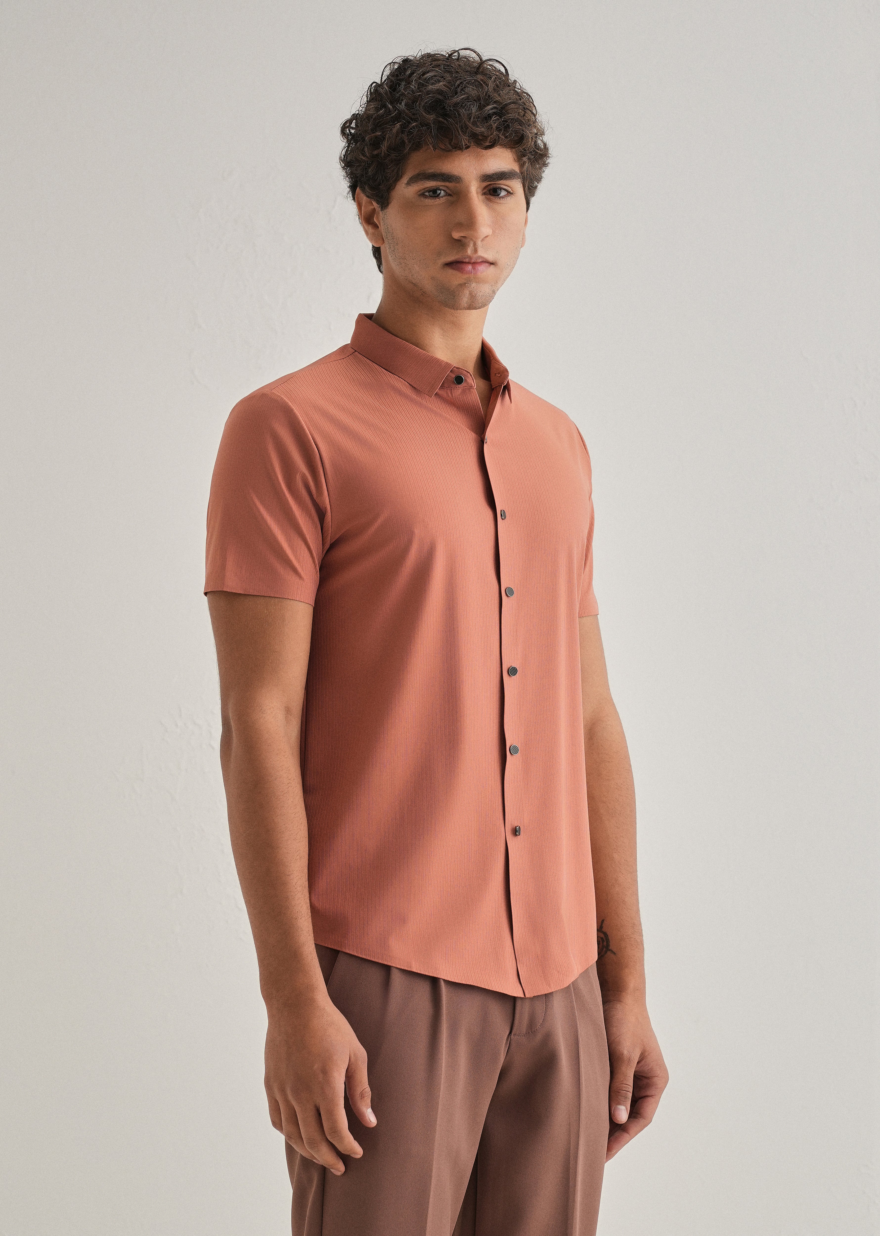 Rust Stripe Seamless Shirt