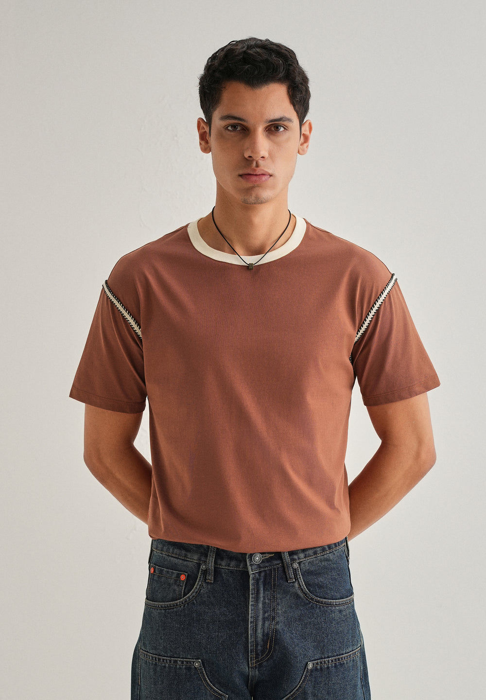 Rust Red Lace Applique T-shirt