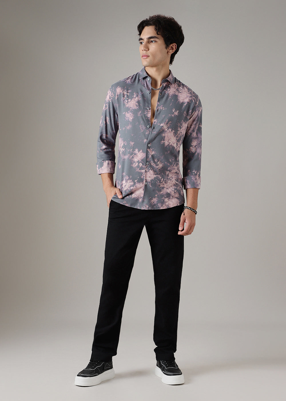 Sable Grey Abstract Printed Shirt