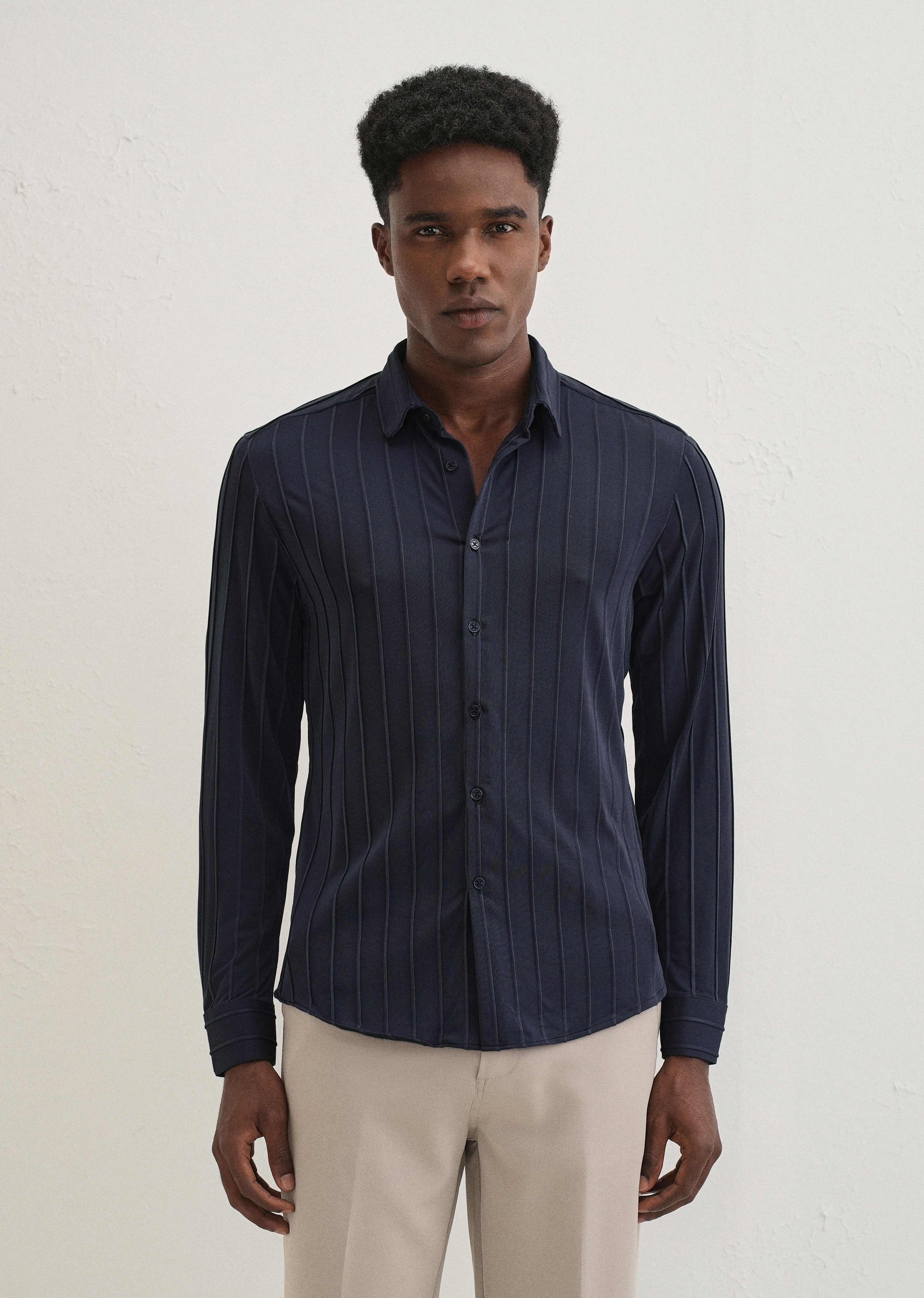 Sable Blue Plain Stripe Shirt