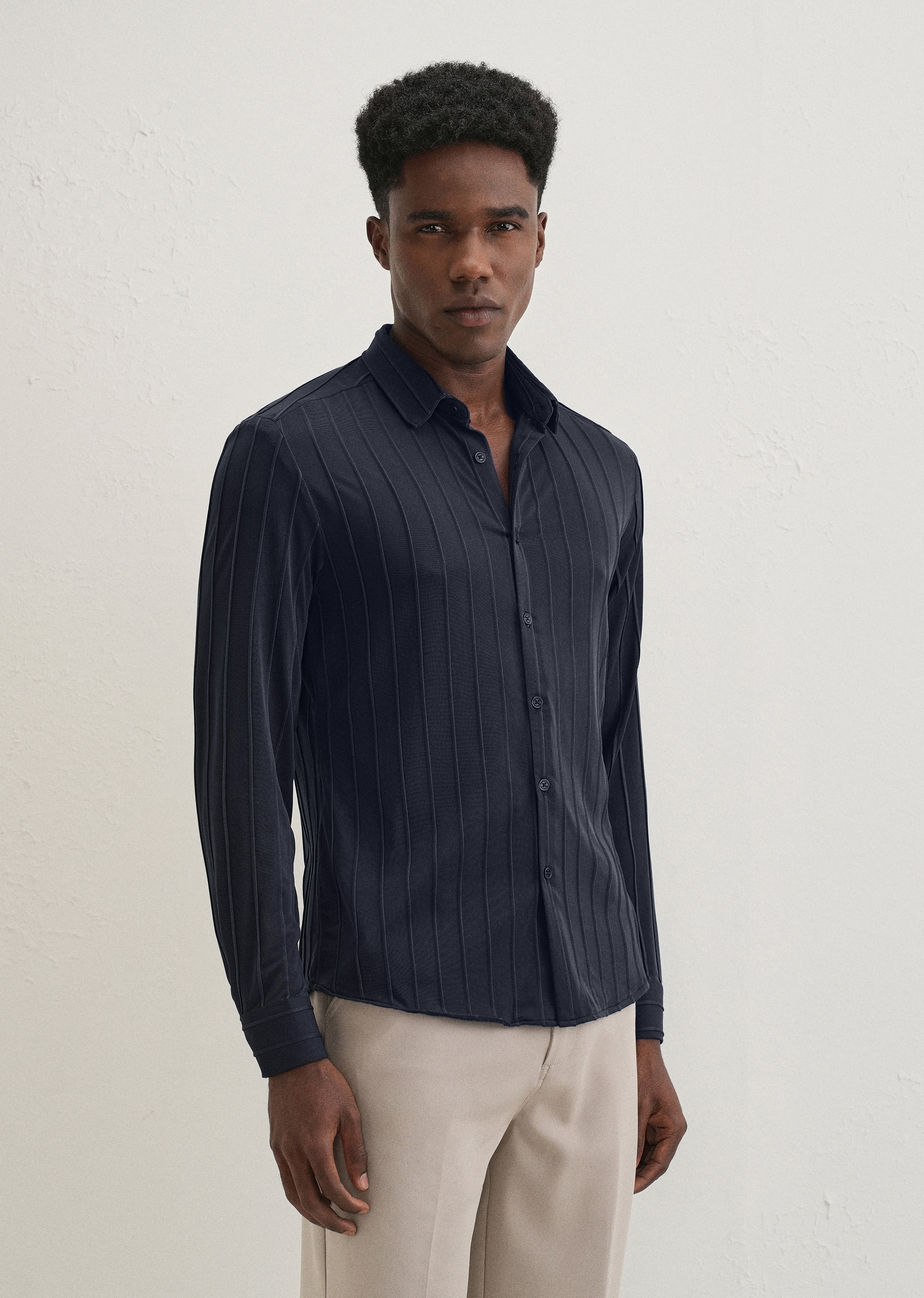 Sable Blue Plain Stripe Shirt