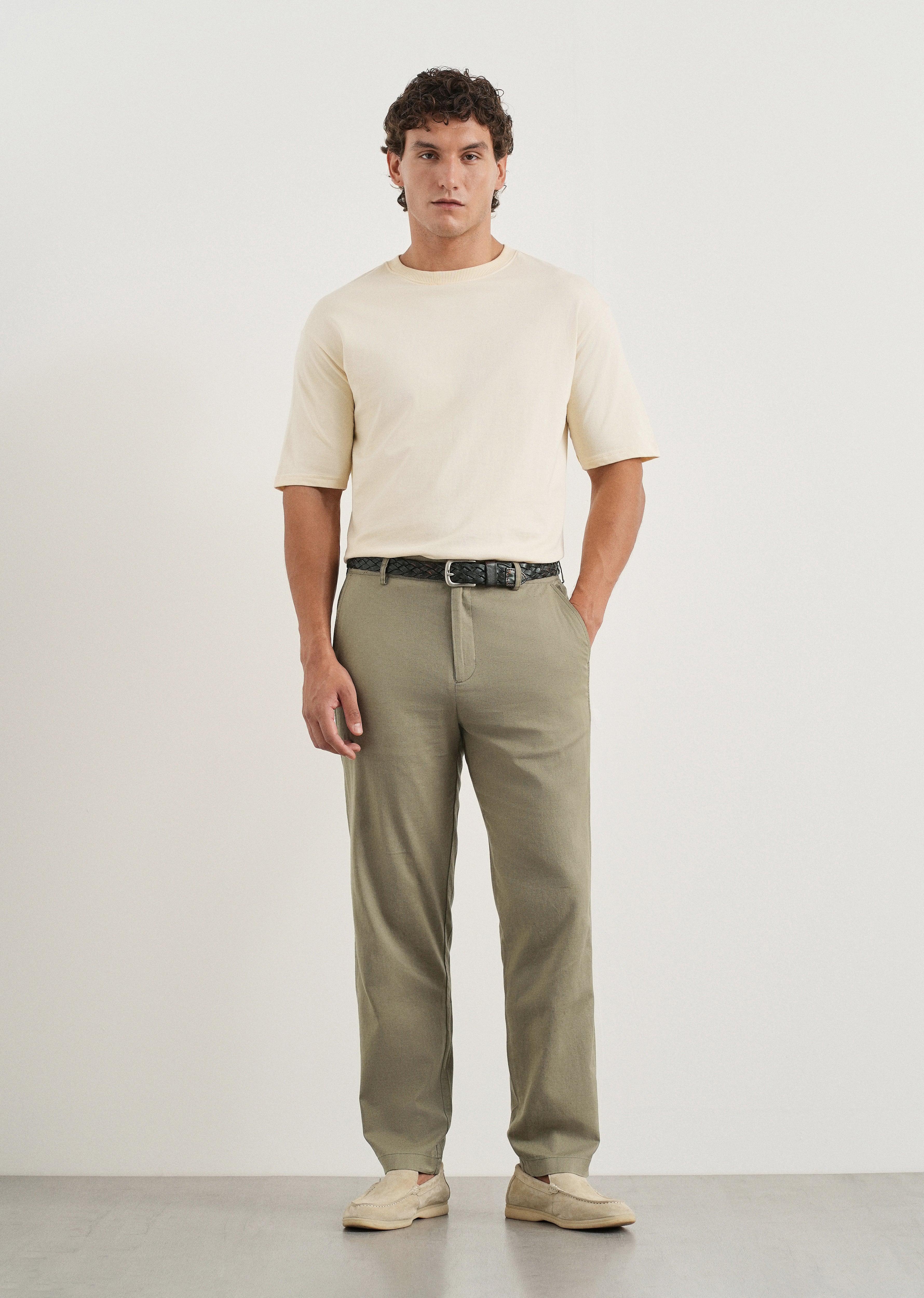 Sage Cotton Linen Regular Fit Pant