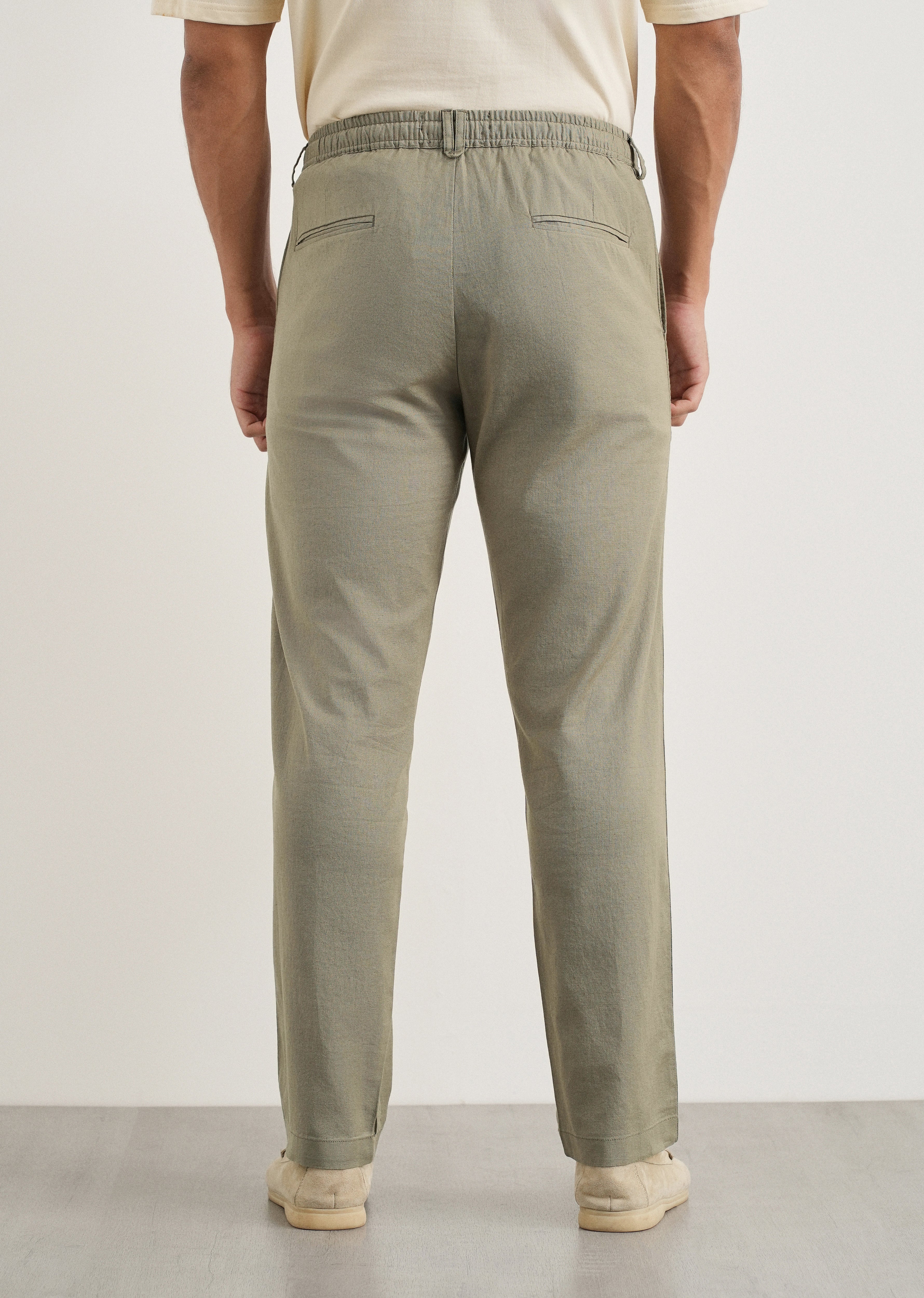 Sage Cotton Linen Regular Fit Pant