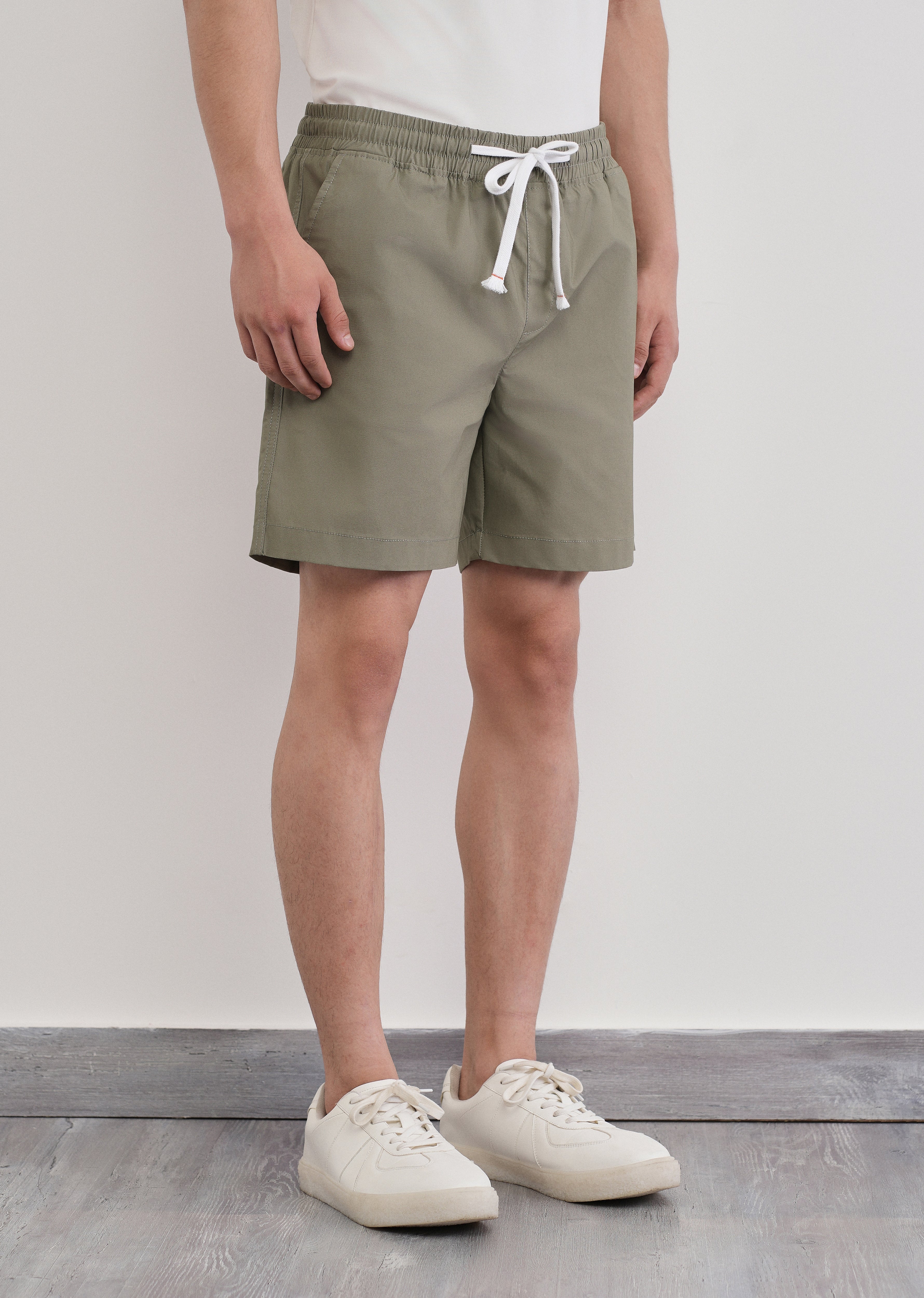 Sage Green Drawstring Cotton Shorts