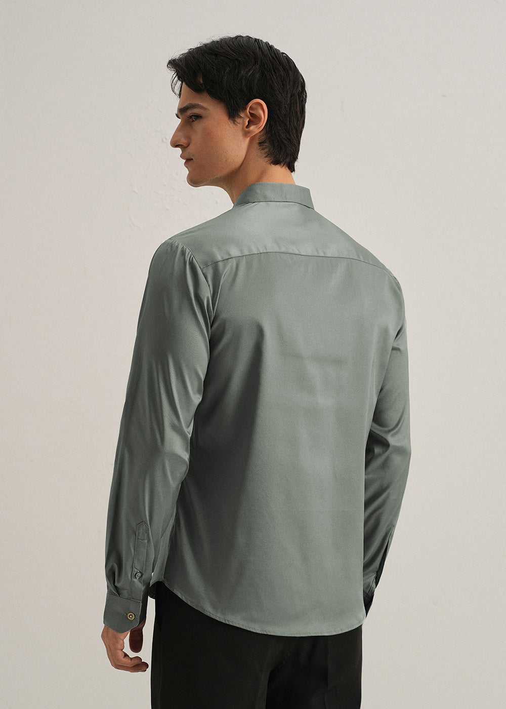 Sage Green Plain Stitchless Placket Shirt