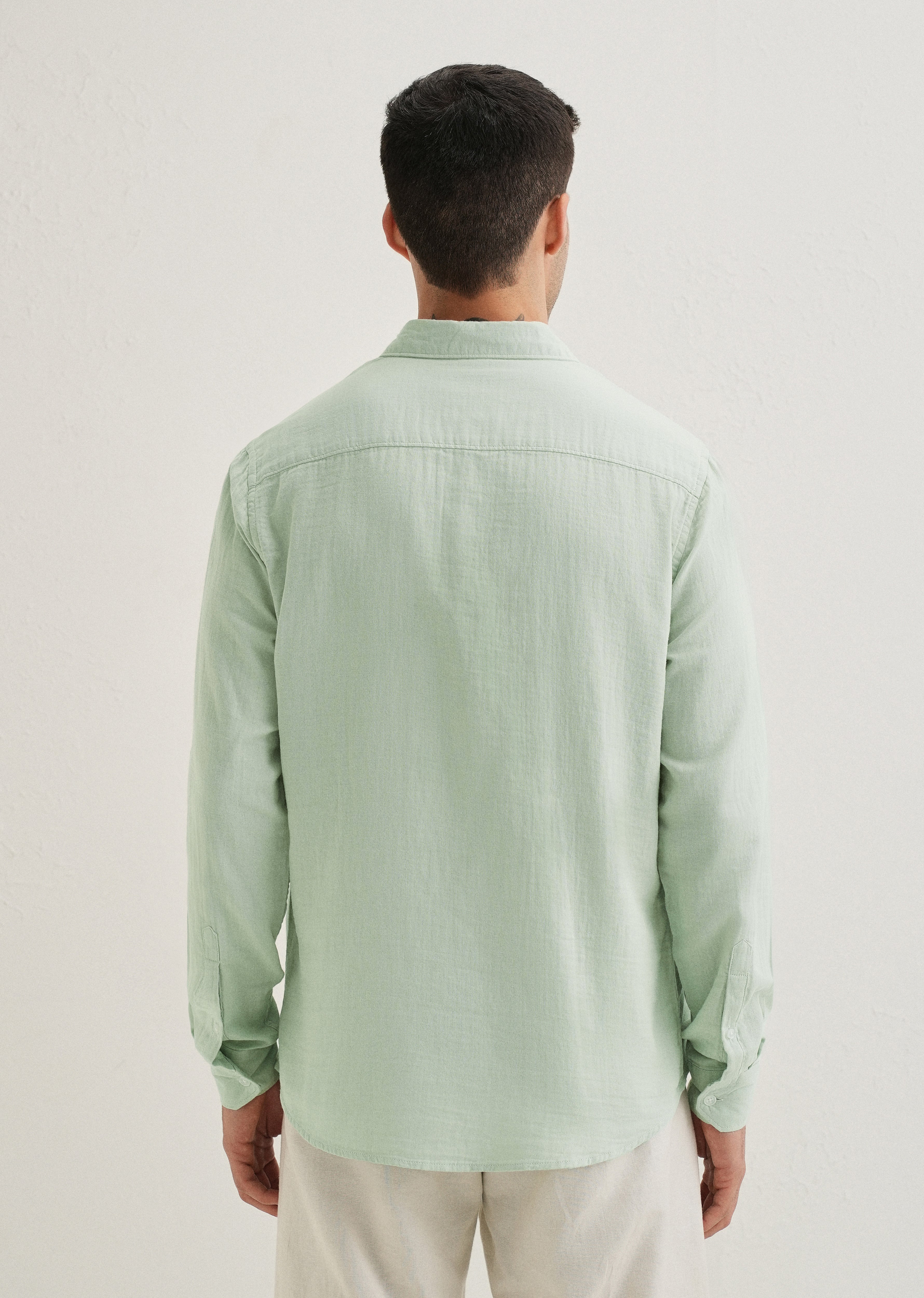 Sage Green Double Cloth Cotton Shirt