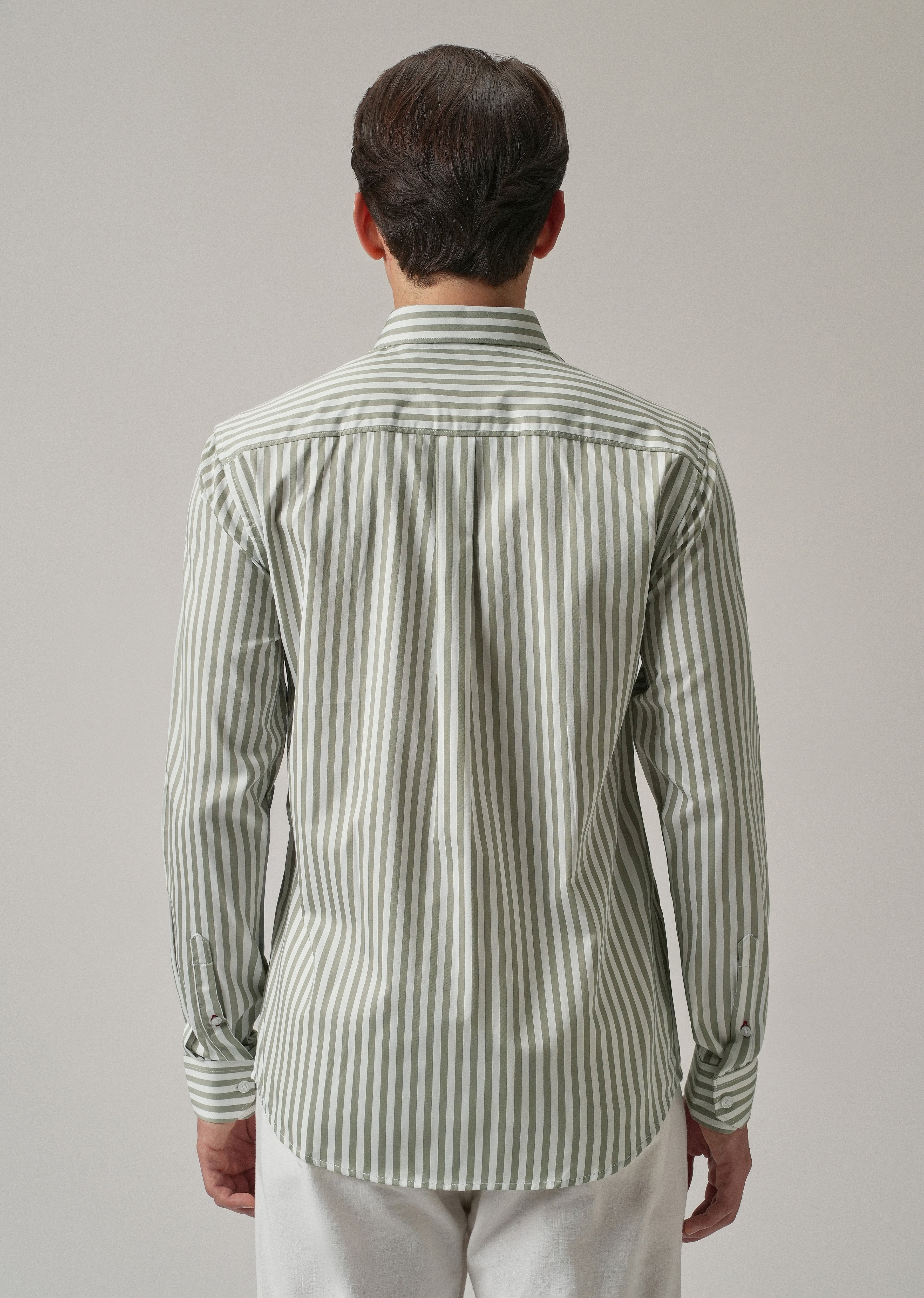 Sage Green Satin Pin Stripe Shirt