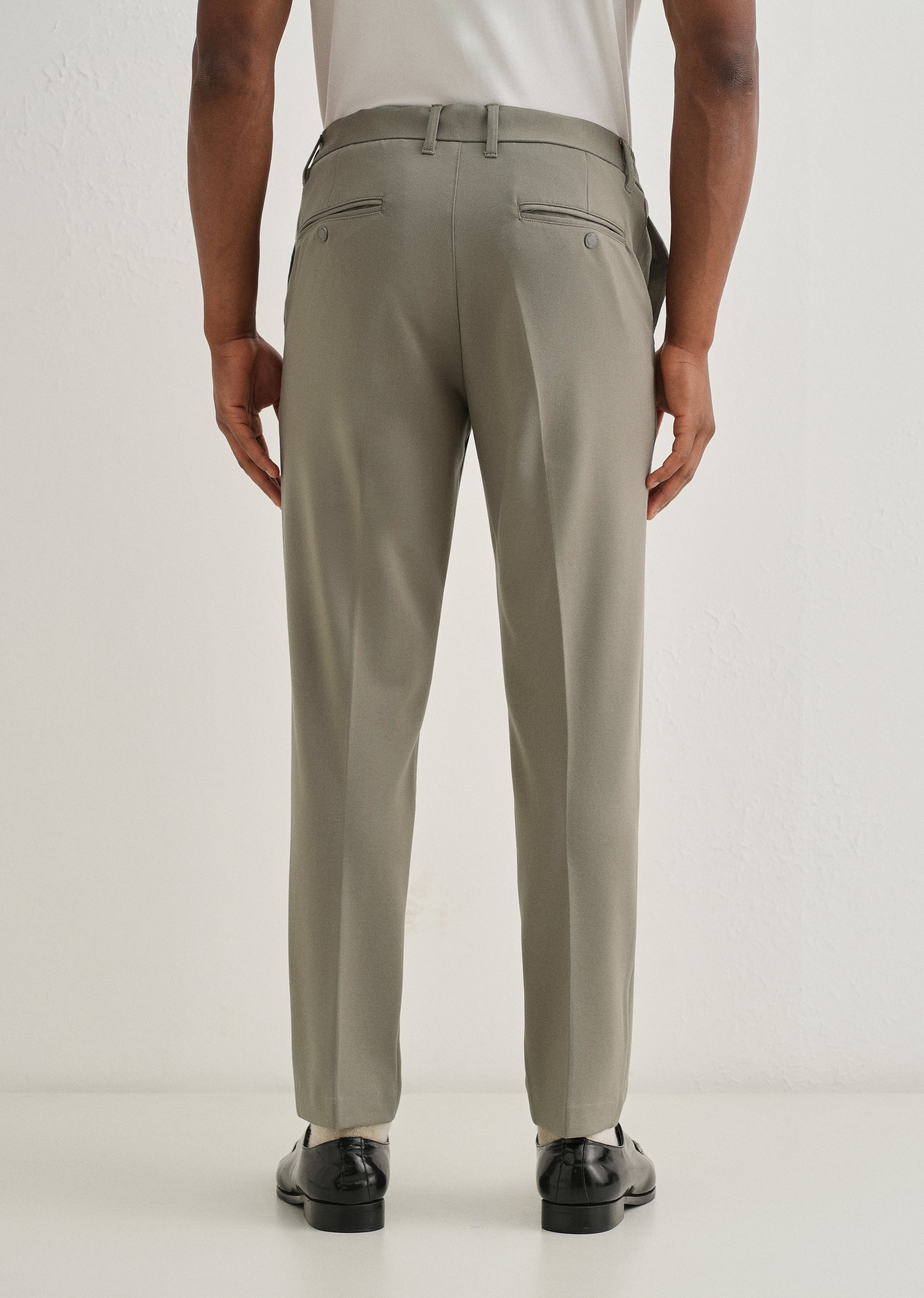 Sage Green Semi Elasticated Slim Fit Trouser