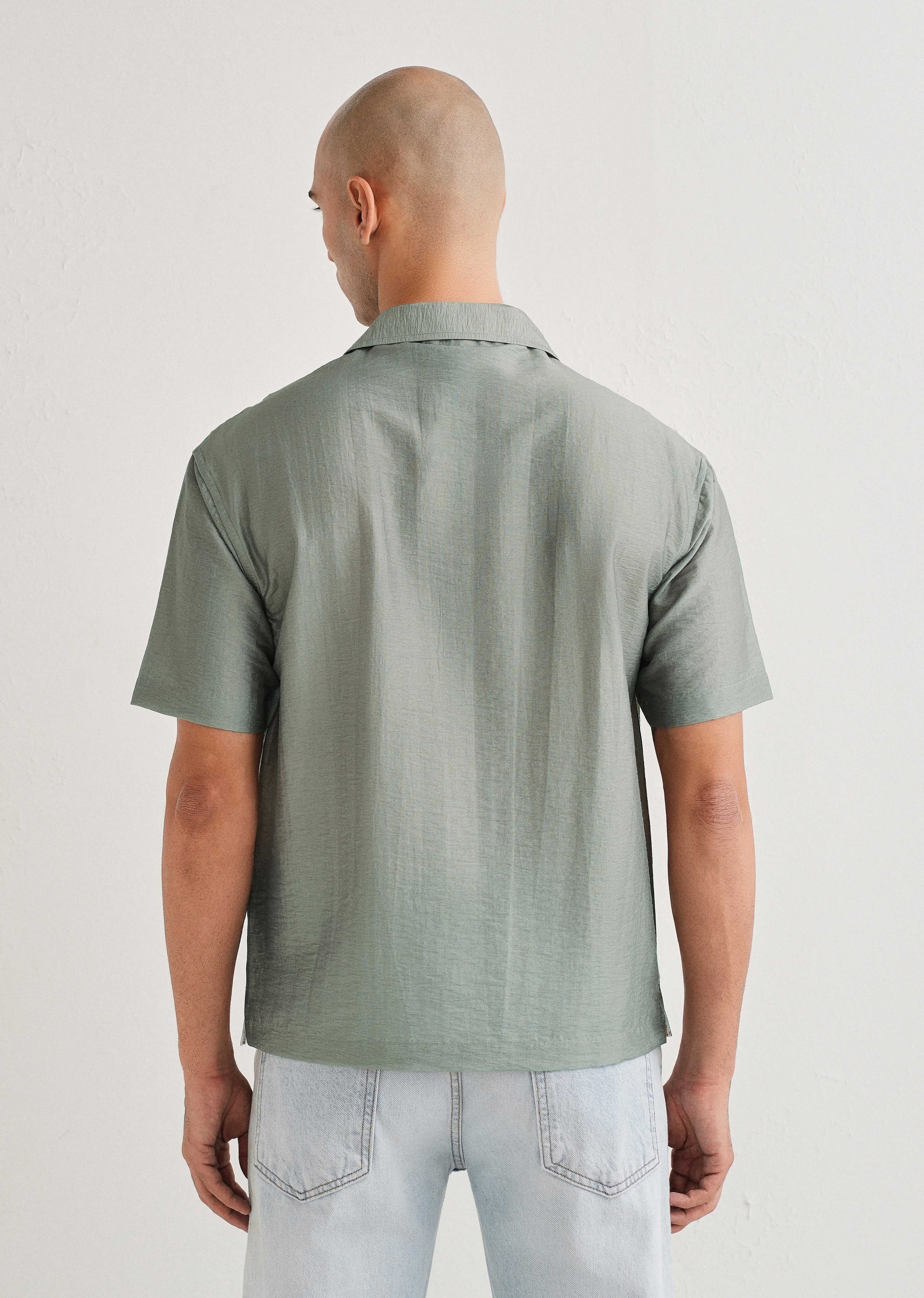 Sage Grey Scenic Placement Print Shirt
