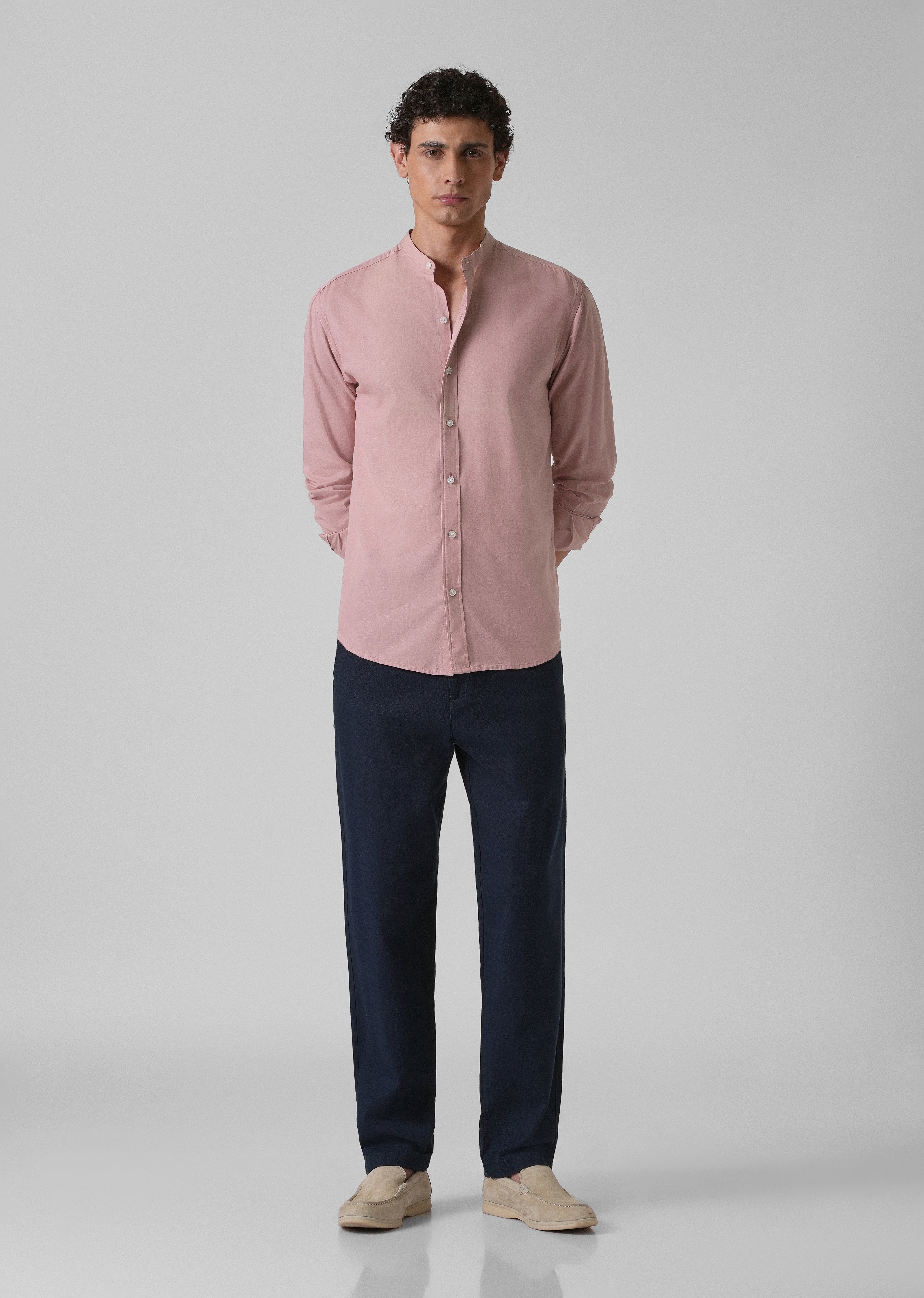 Sakura Pink Cotton Linen Shirt