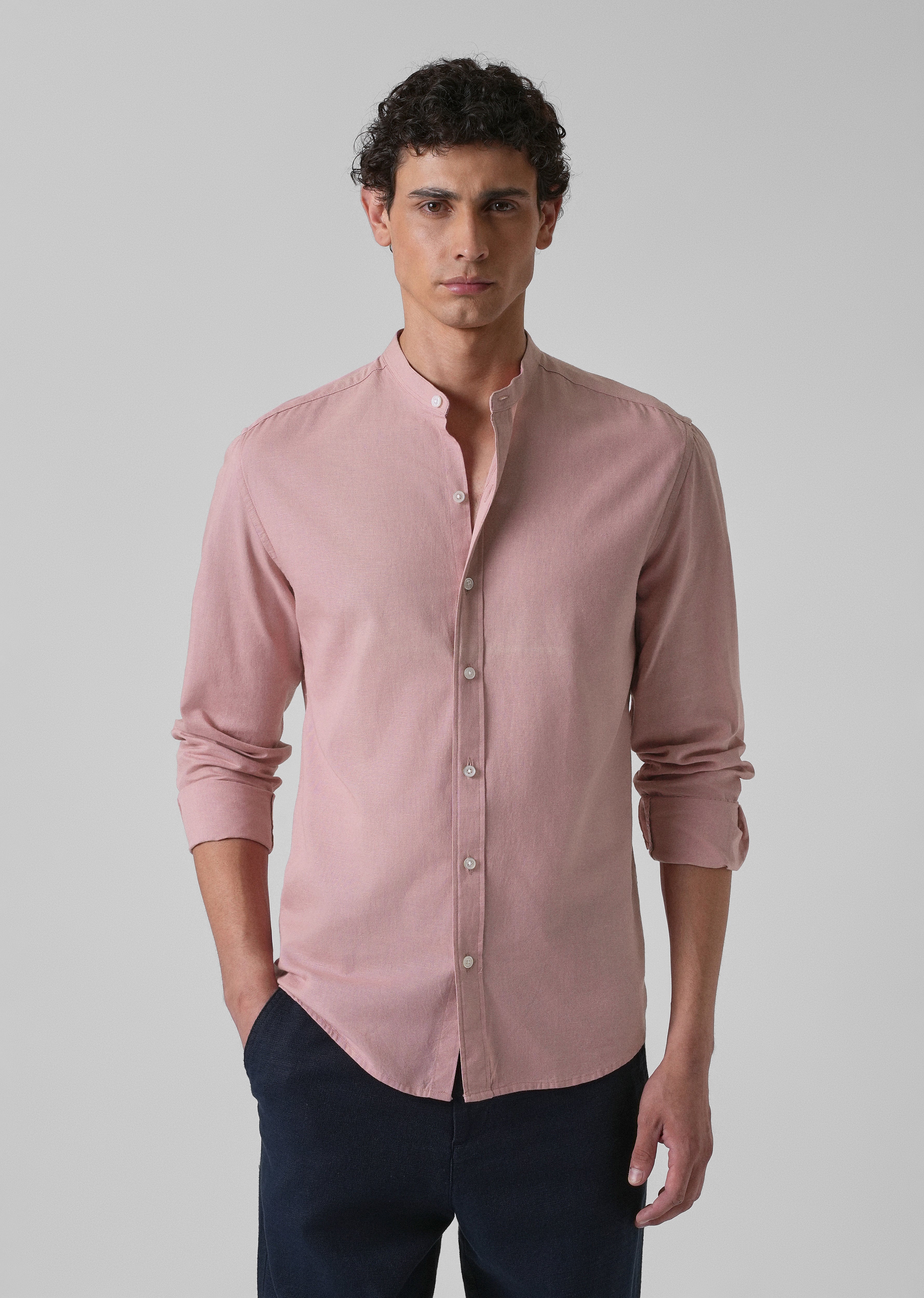 Sakura Pink Cotton Linen Shirt