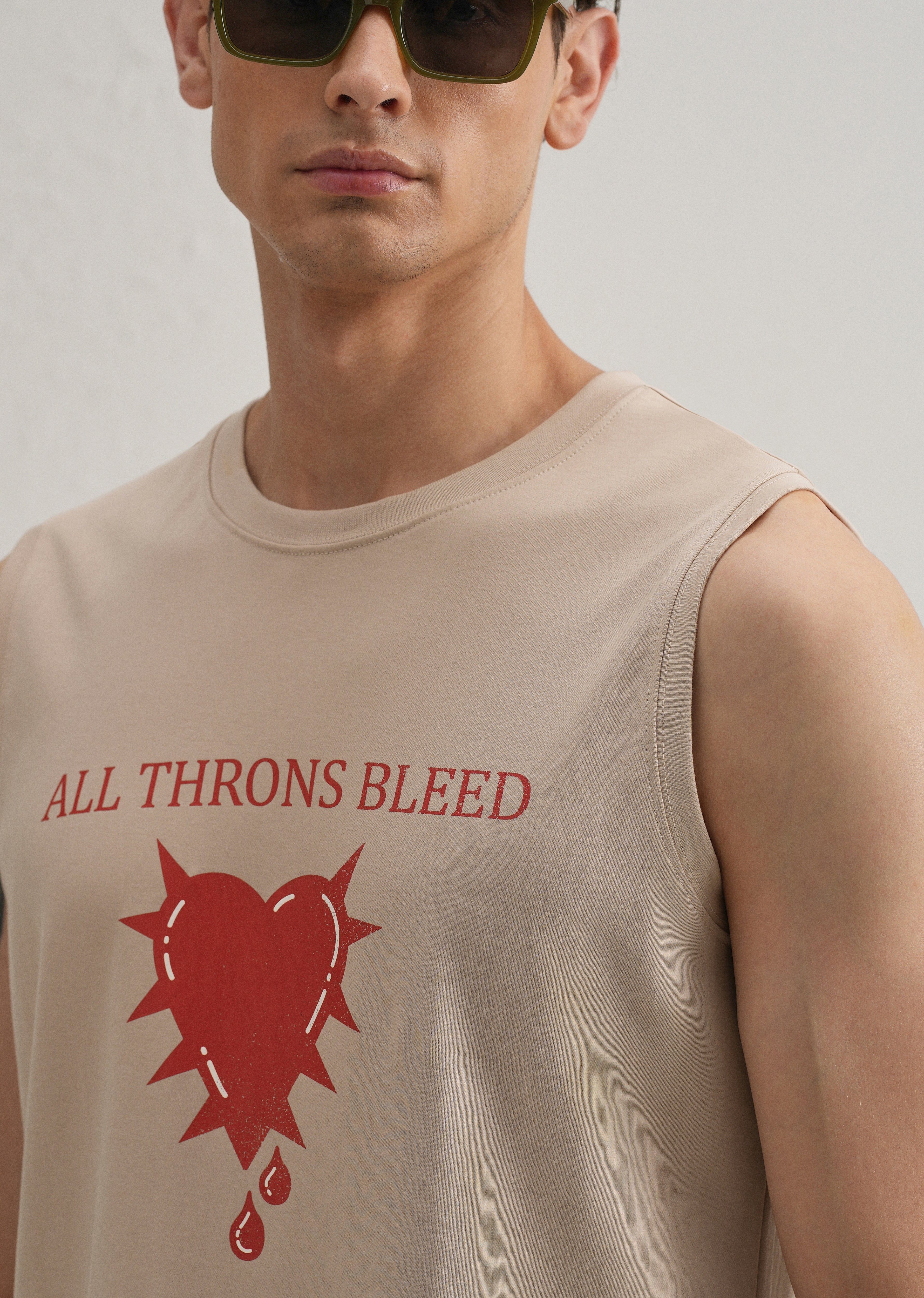 Sand Beige Printed Tank