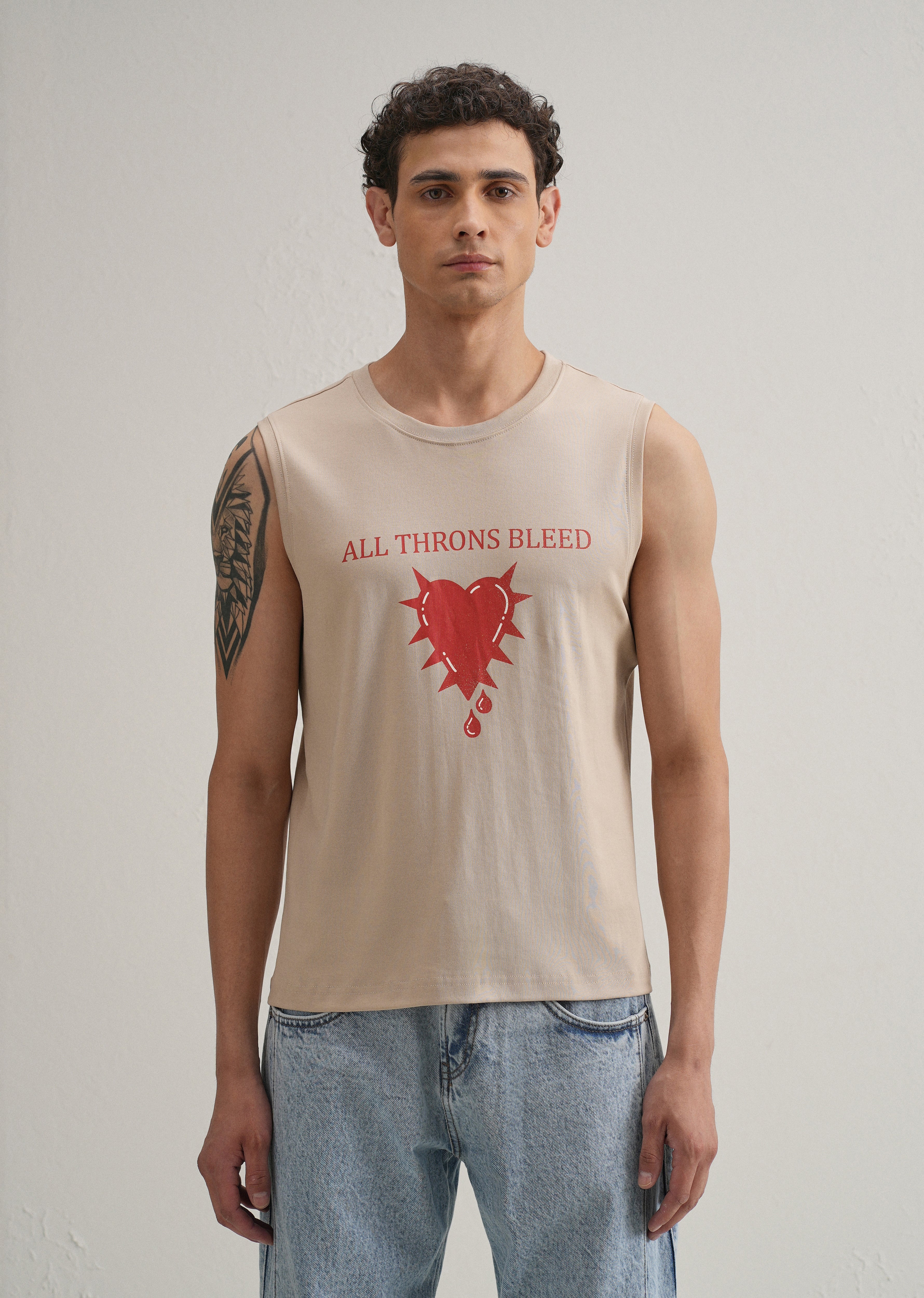 Sand Beige Printed Tank