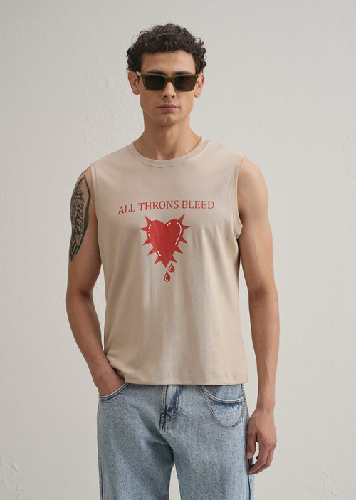 Sand Beige Printed Tank