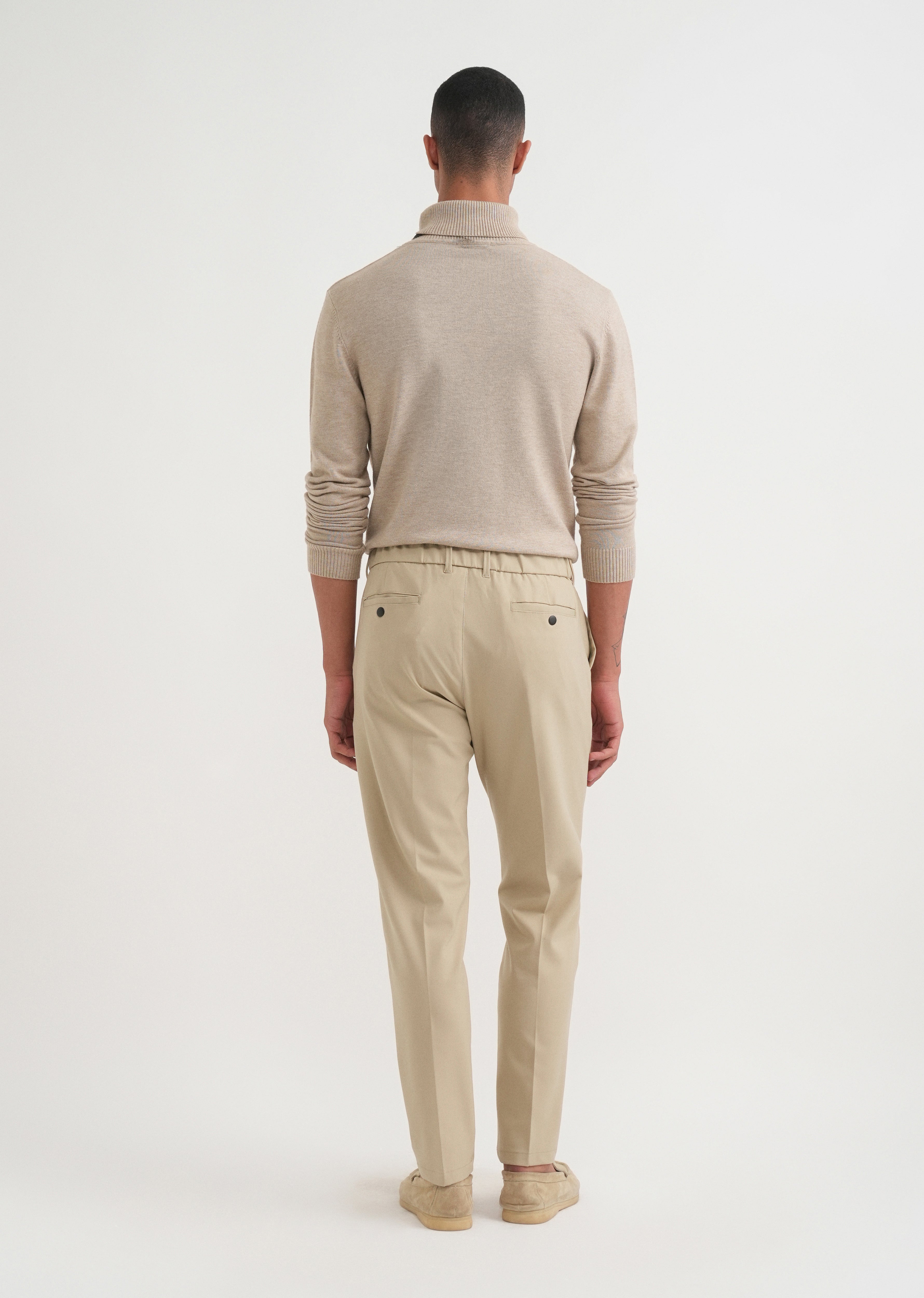 Sand Beige Semi-Elasticated Trouser
