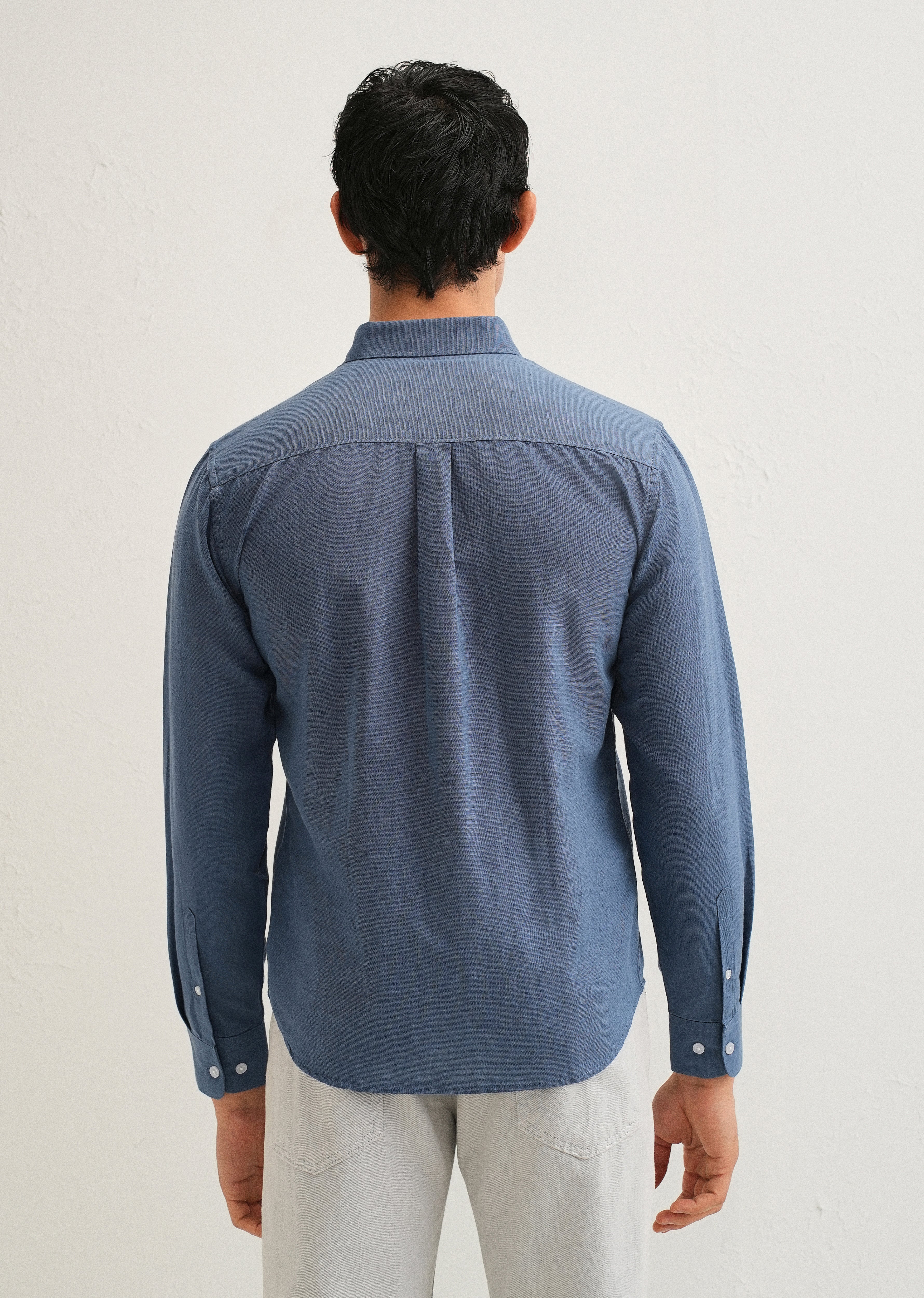 Sapphire Blue Cotton Linen Shirt