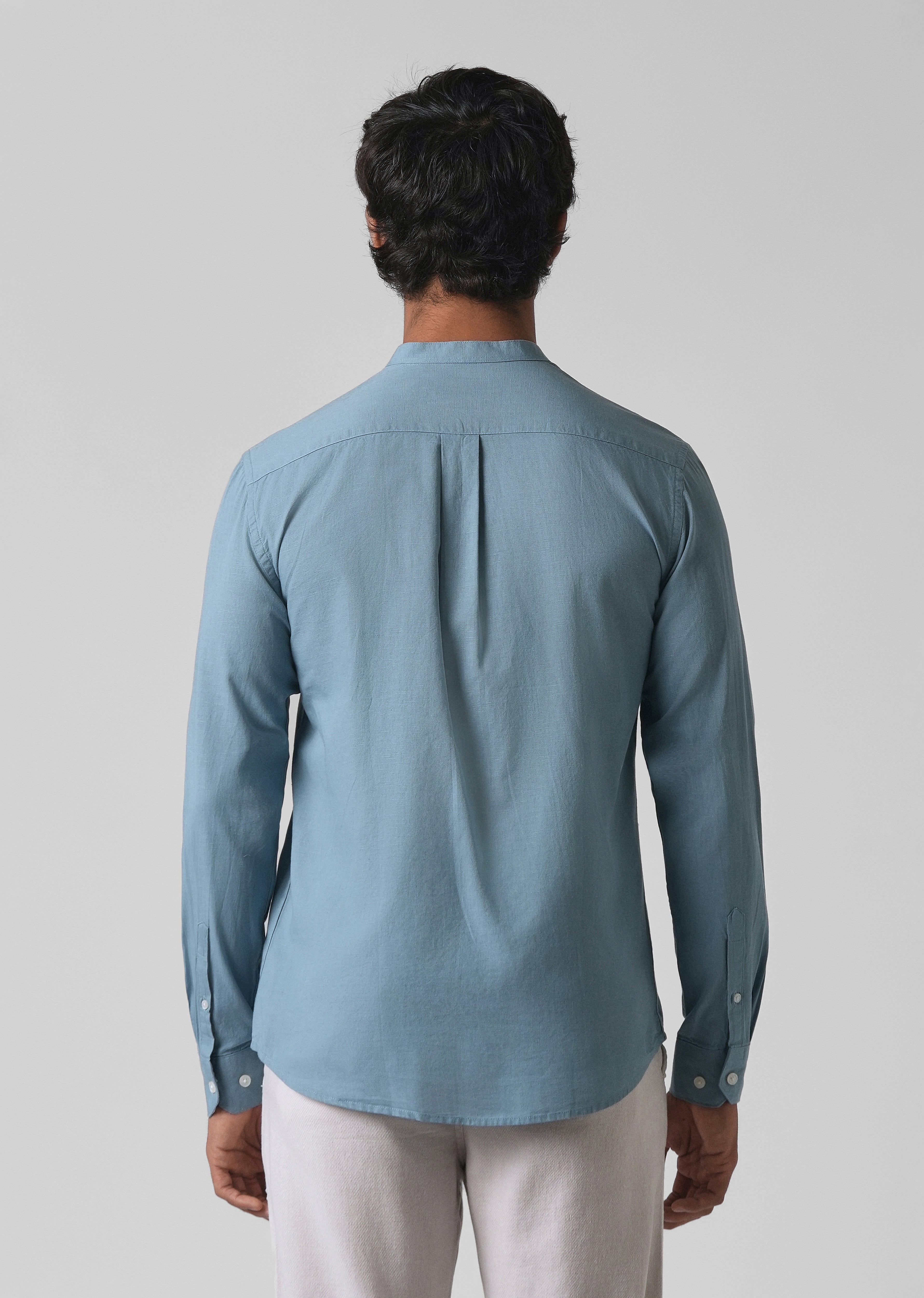 Scuba Blue Cotton Linen Shirt