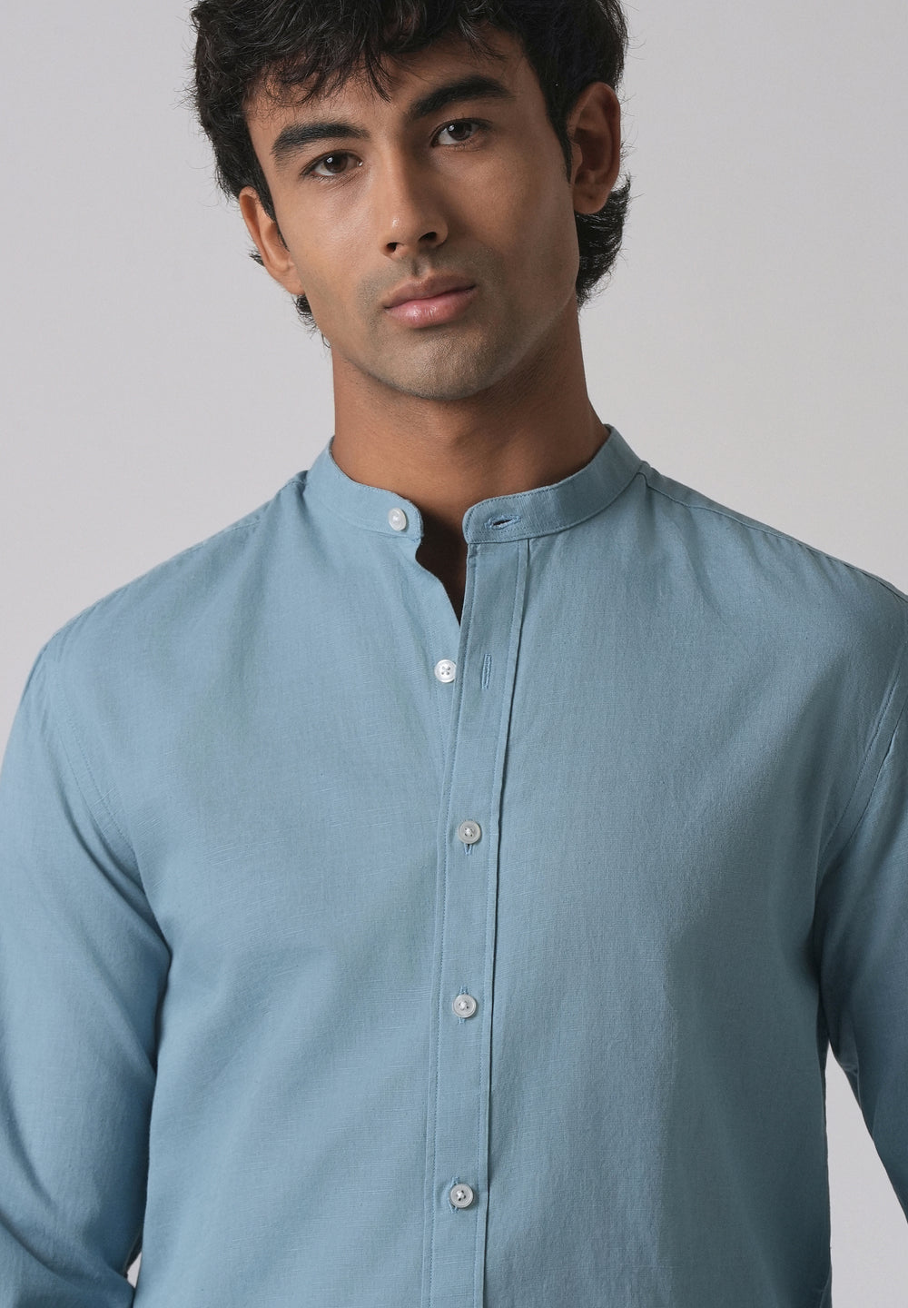Scuba Blue Cotton Linen Shirt