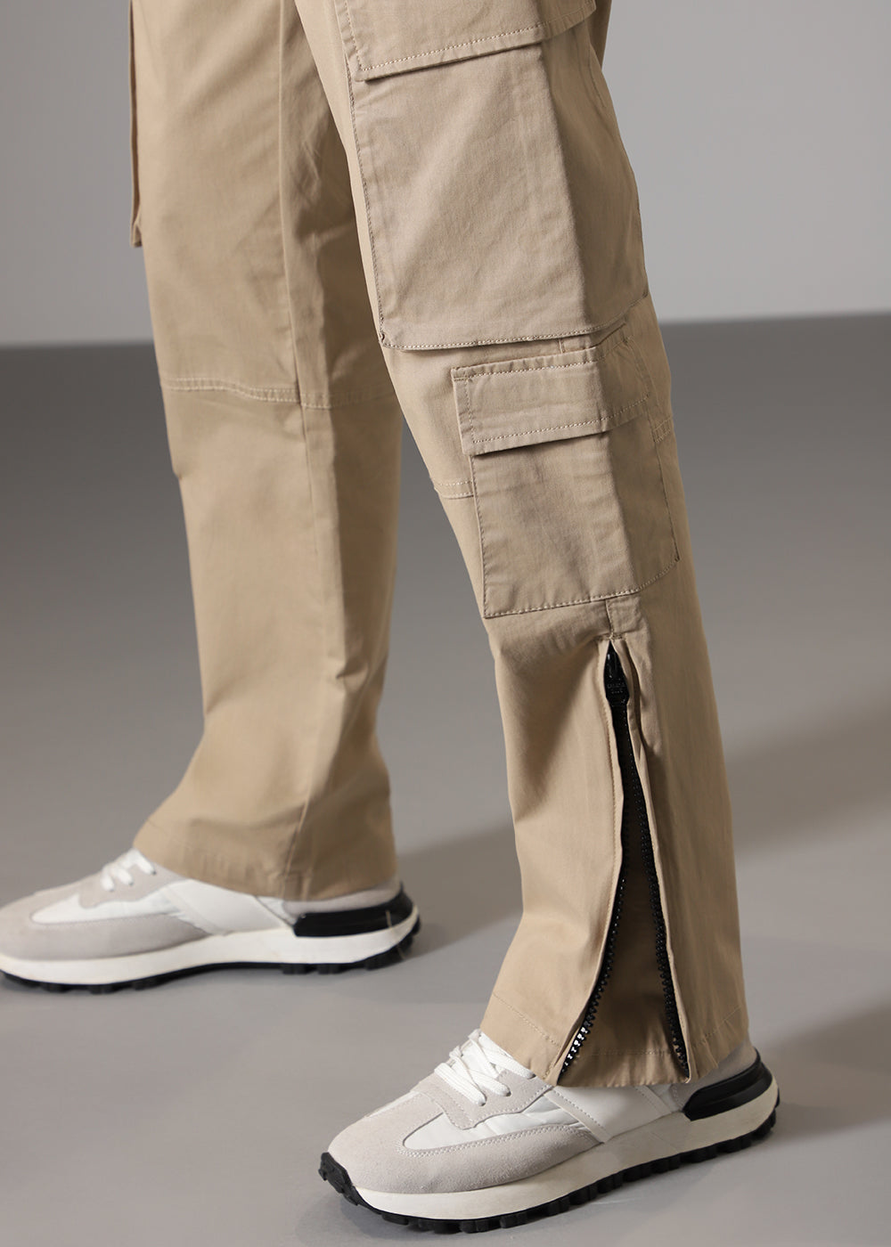 Sepia Brown Zipper Cargo Pant