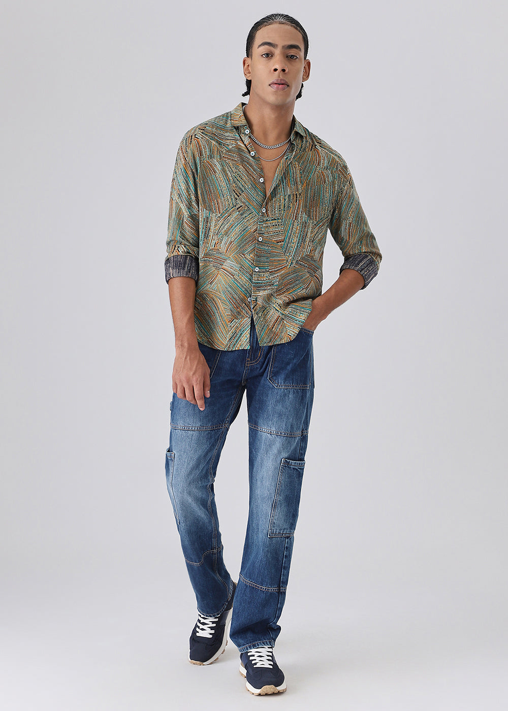 Serene Strokes Green Feather Shirt