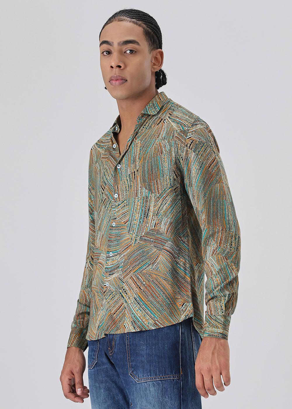 Serene Strokes Green Feather Shirt