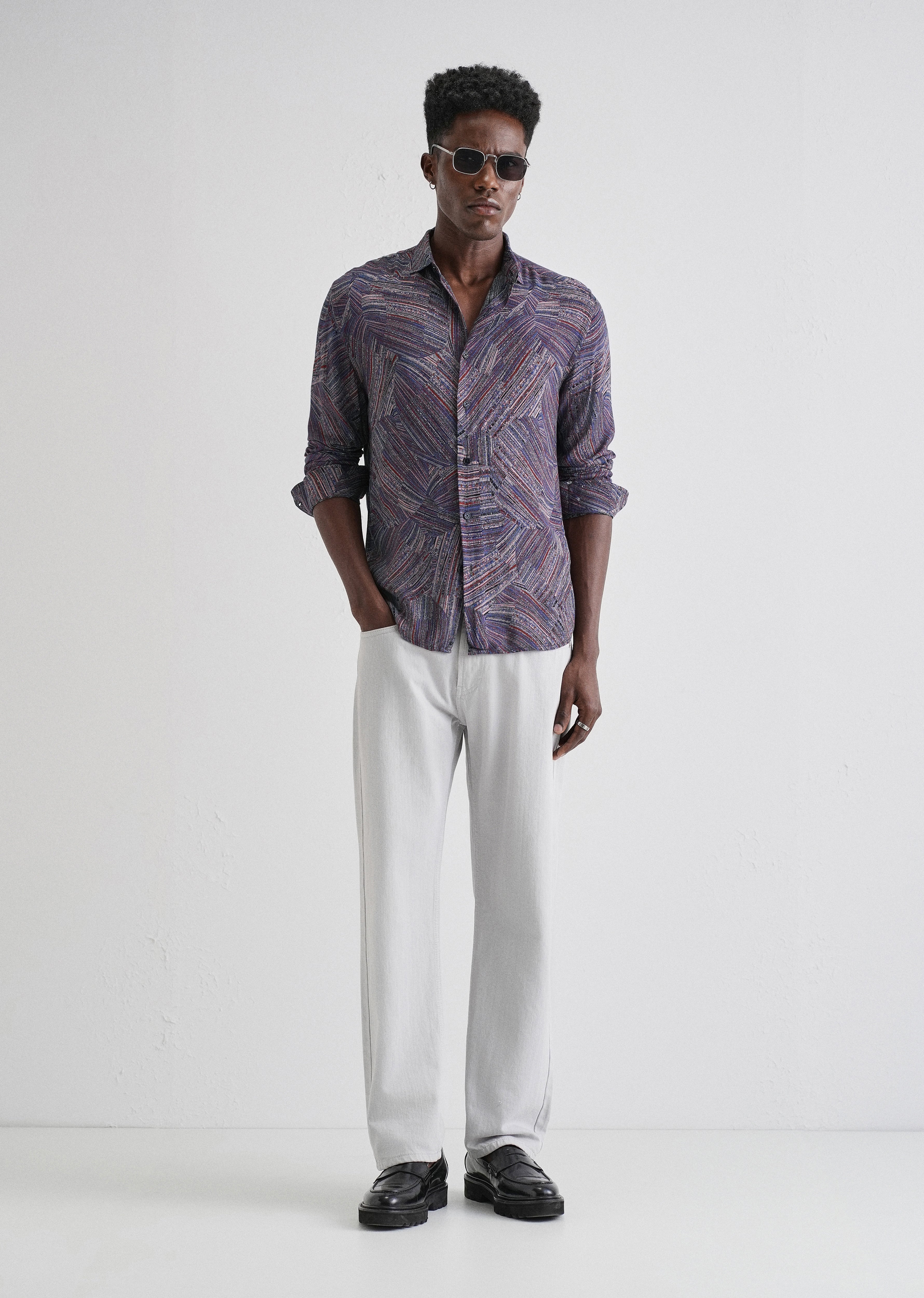 Serene Strokes Violet Feather Shirt