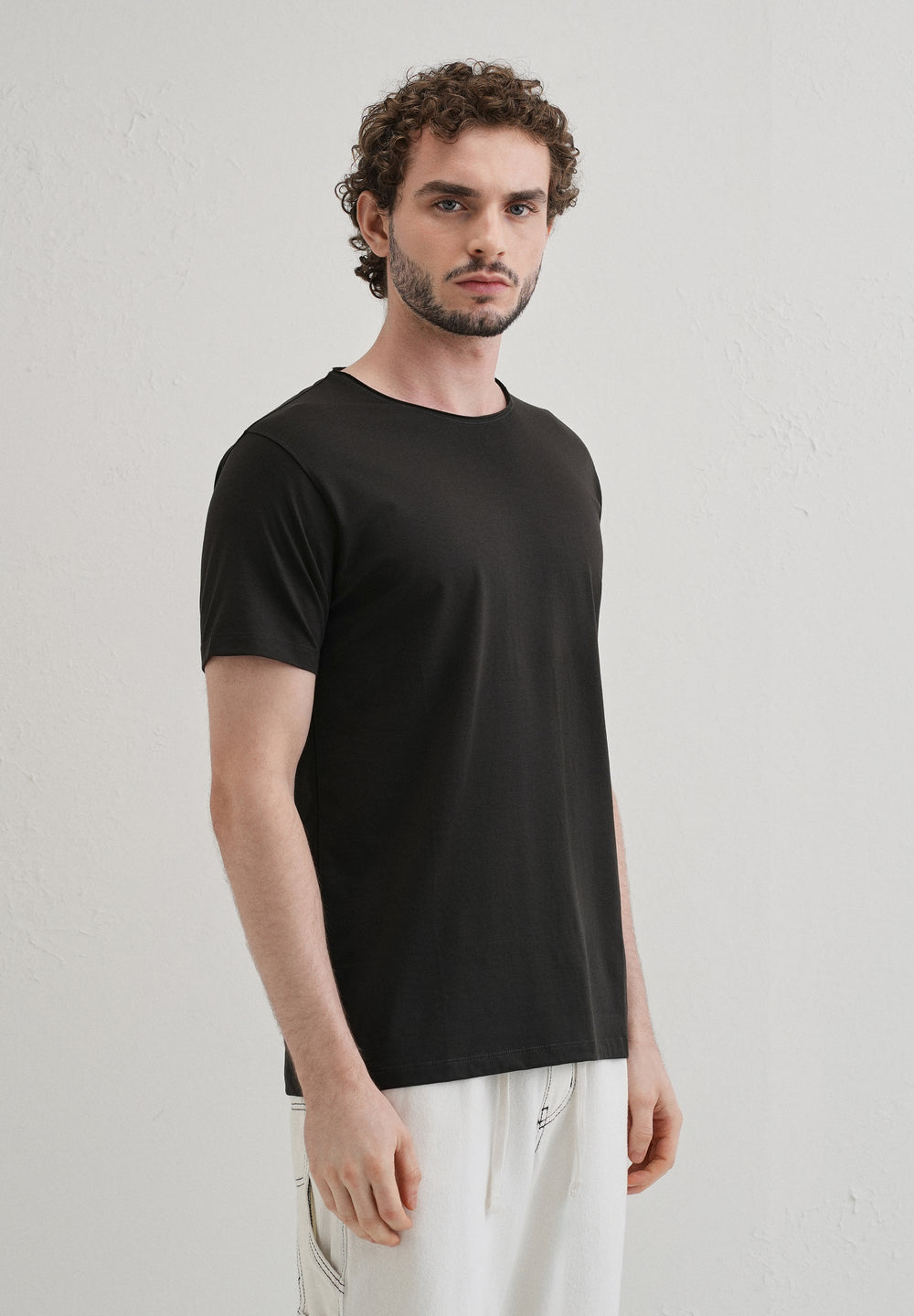 Shadow Gray Plain Crew neck T-shirt